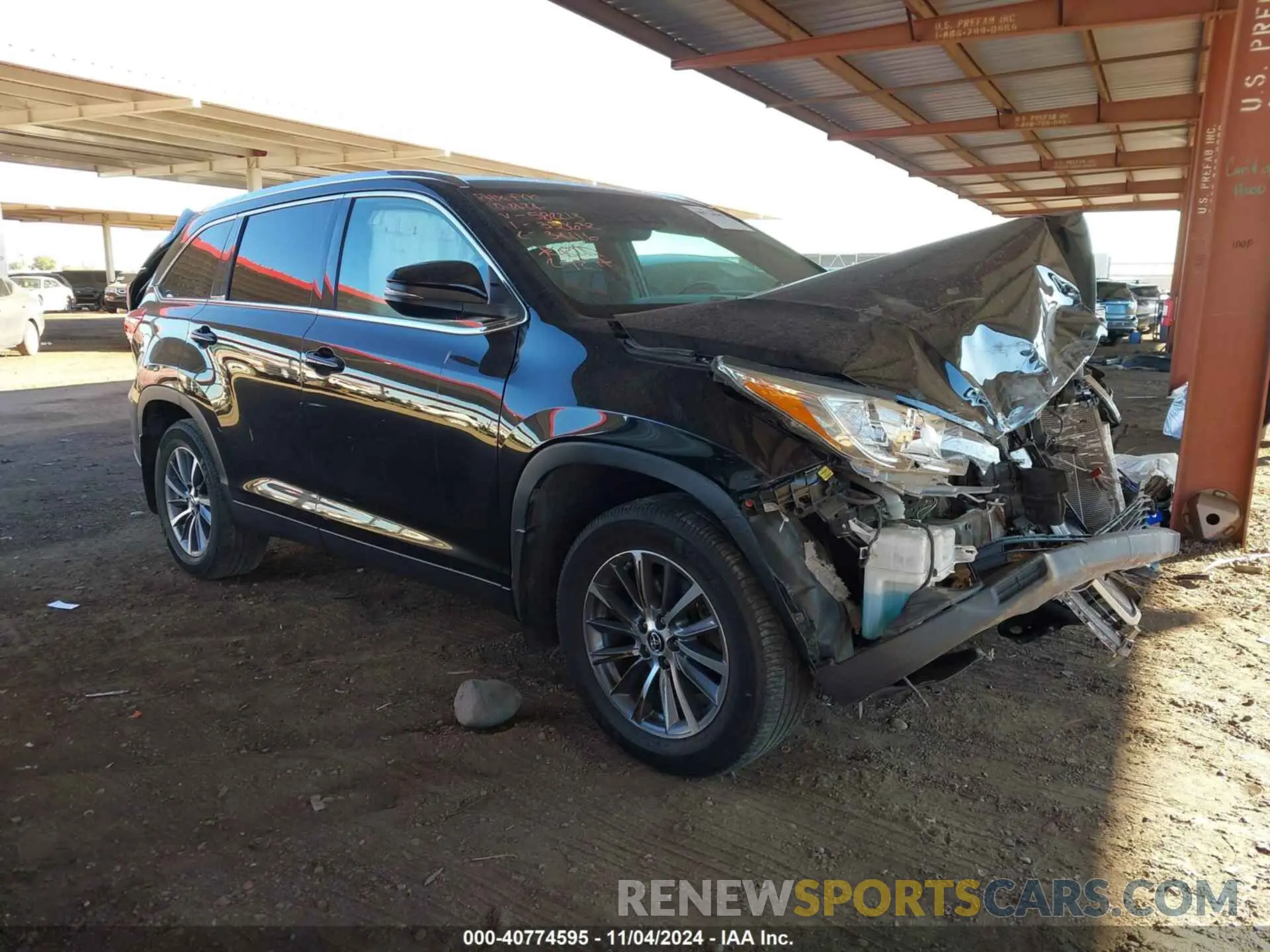 1 Photograph of a damaged car 5TDJZRFH4KS582213 TOYOTA HIGHLANDER 2019