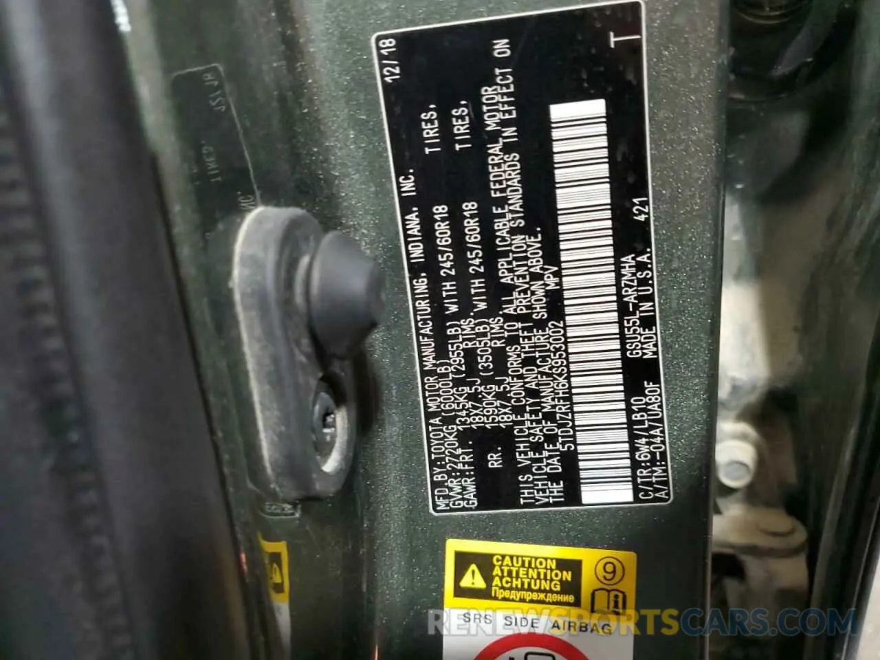 14 Фотография поврежденного автомобиля 5TDJZRFH6KS953002 TOYOTA HIGHLANDER 2019