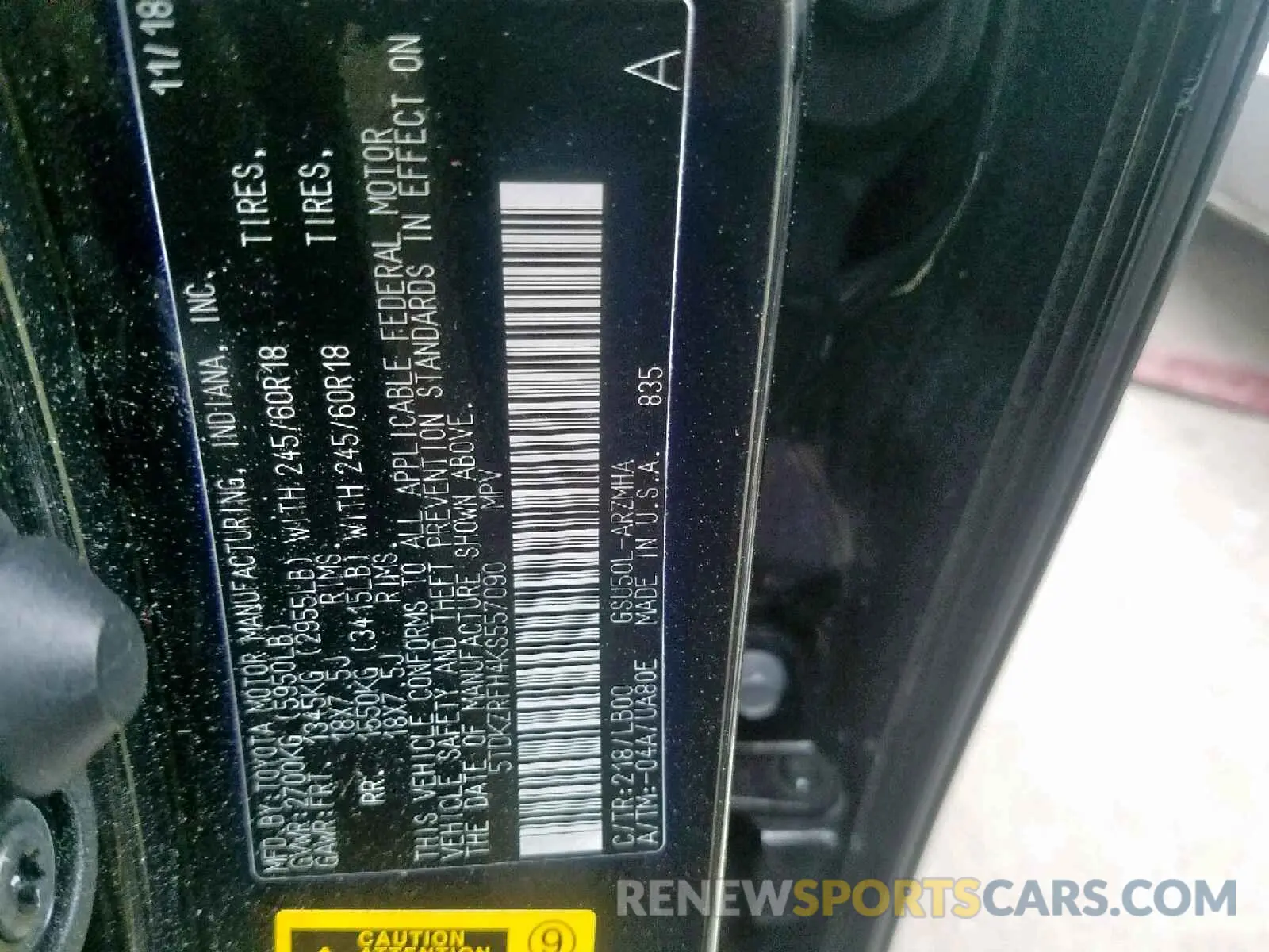 10 Фотография поврежденного автомобиля 5TDKZRFH4KS557090 TOYOTA HIGHLANDER 2019
