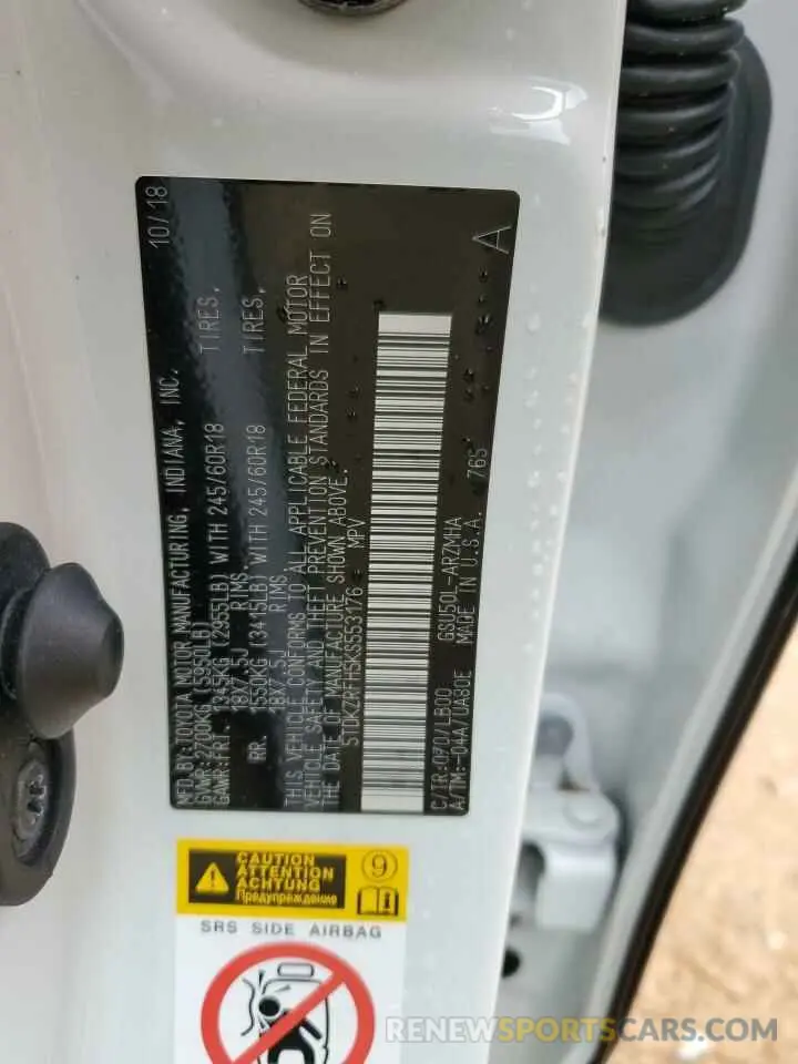 13 Фотография поврежденного автомобиля 5TDKZRFH5KS553176 TOYOTA HIGHLANDER 2019