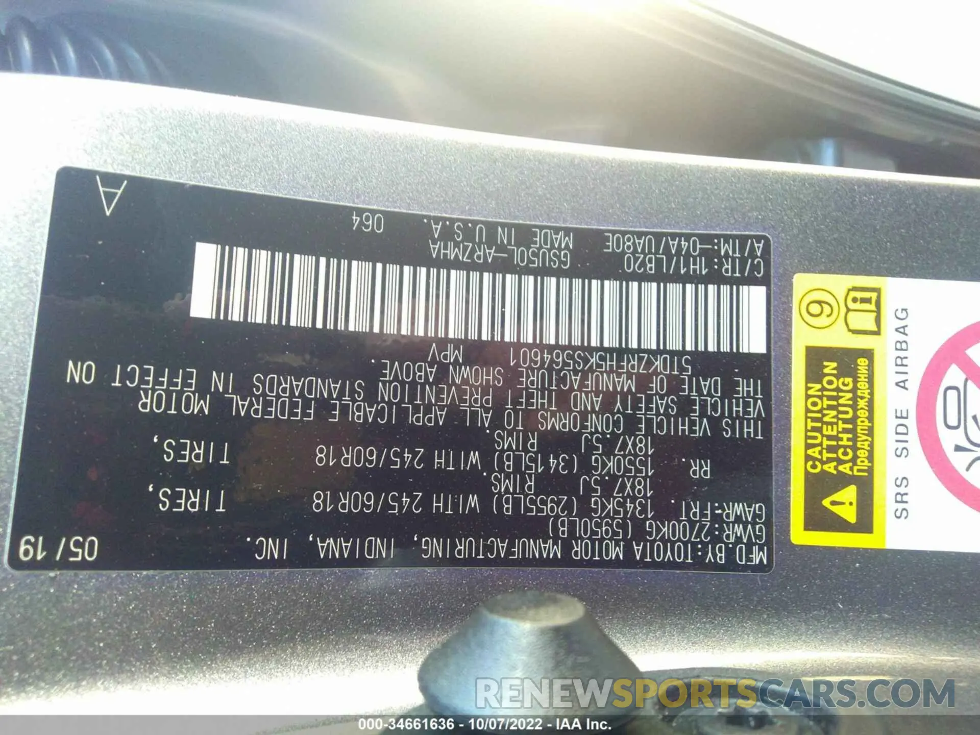 9 Фотография поврежденного автомобиля 5TDKZRFH5KS564601 TOYOTA HIGHLANDER 2019