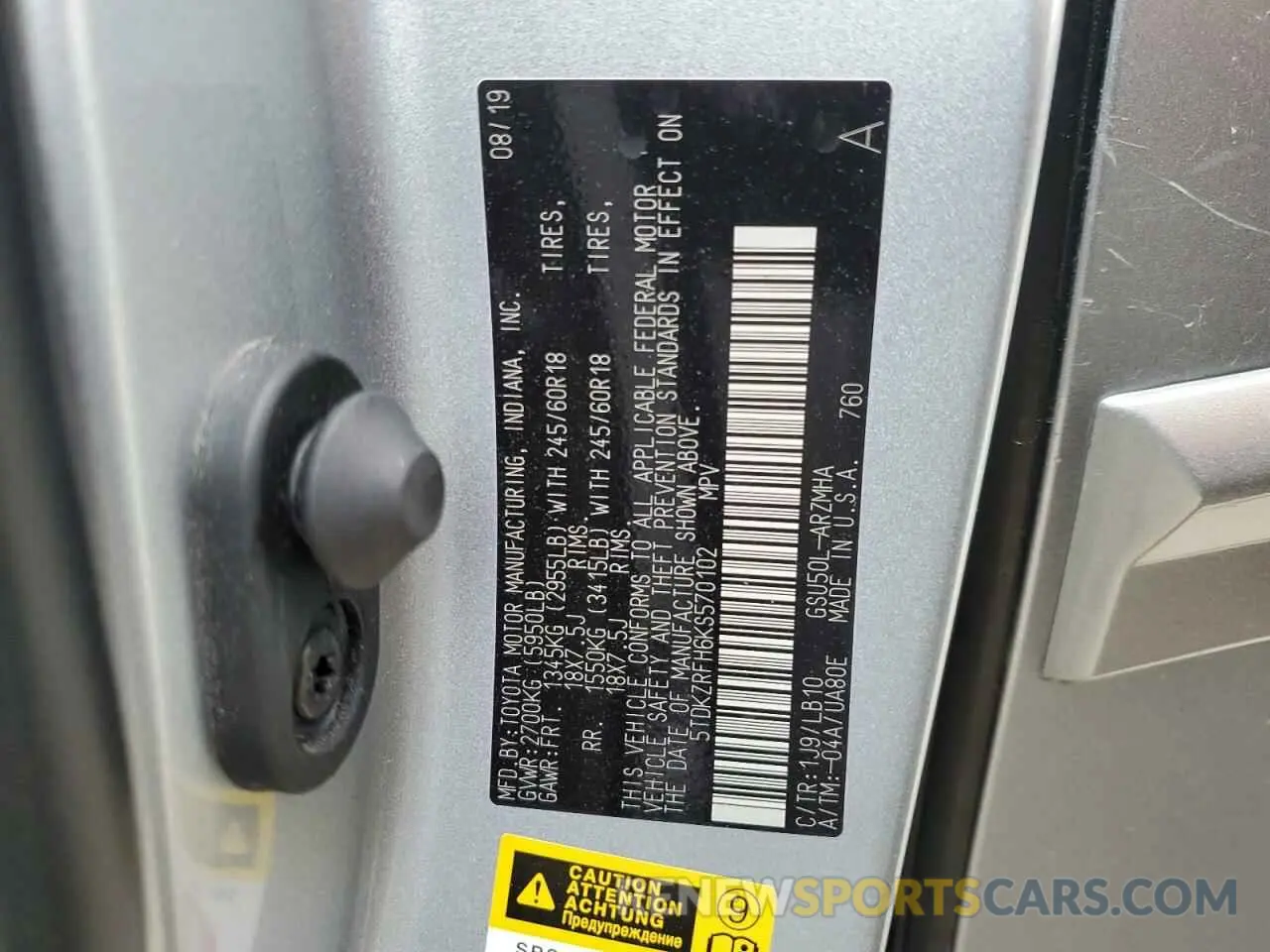 13 Фотография поврежденного автомобиля 5TDKZRFH6KS570102 TOYOTA HIGHLANDER 2019