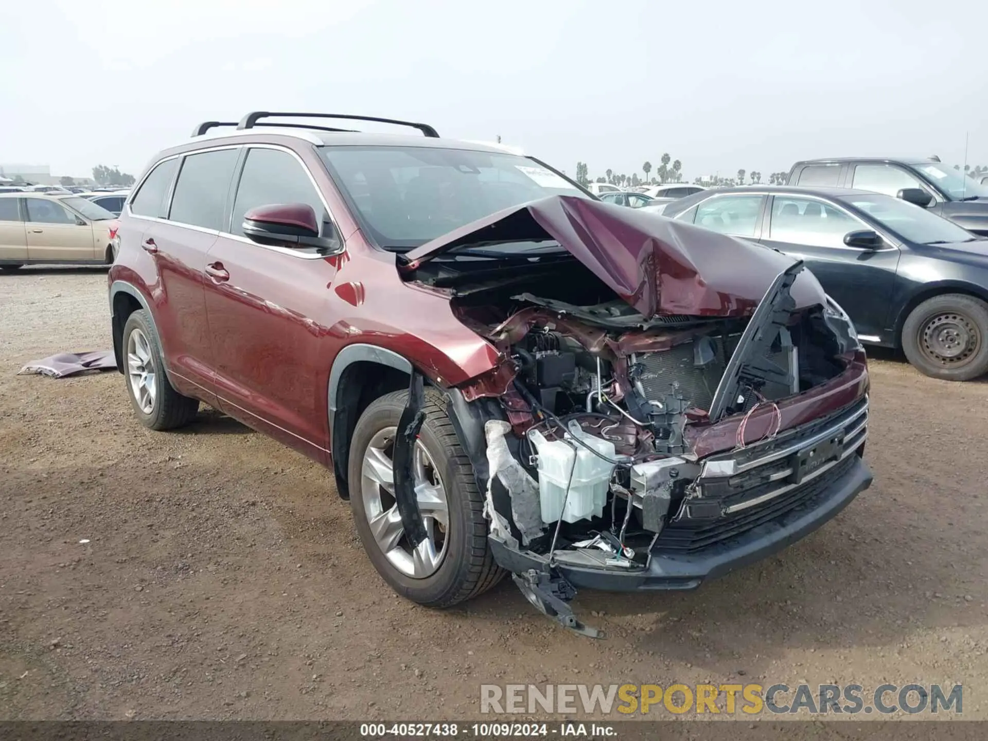1 Photograph of a damaged car 5TDYZRFH7KS329837 TOYOTA HIGHLANDER 2019