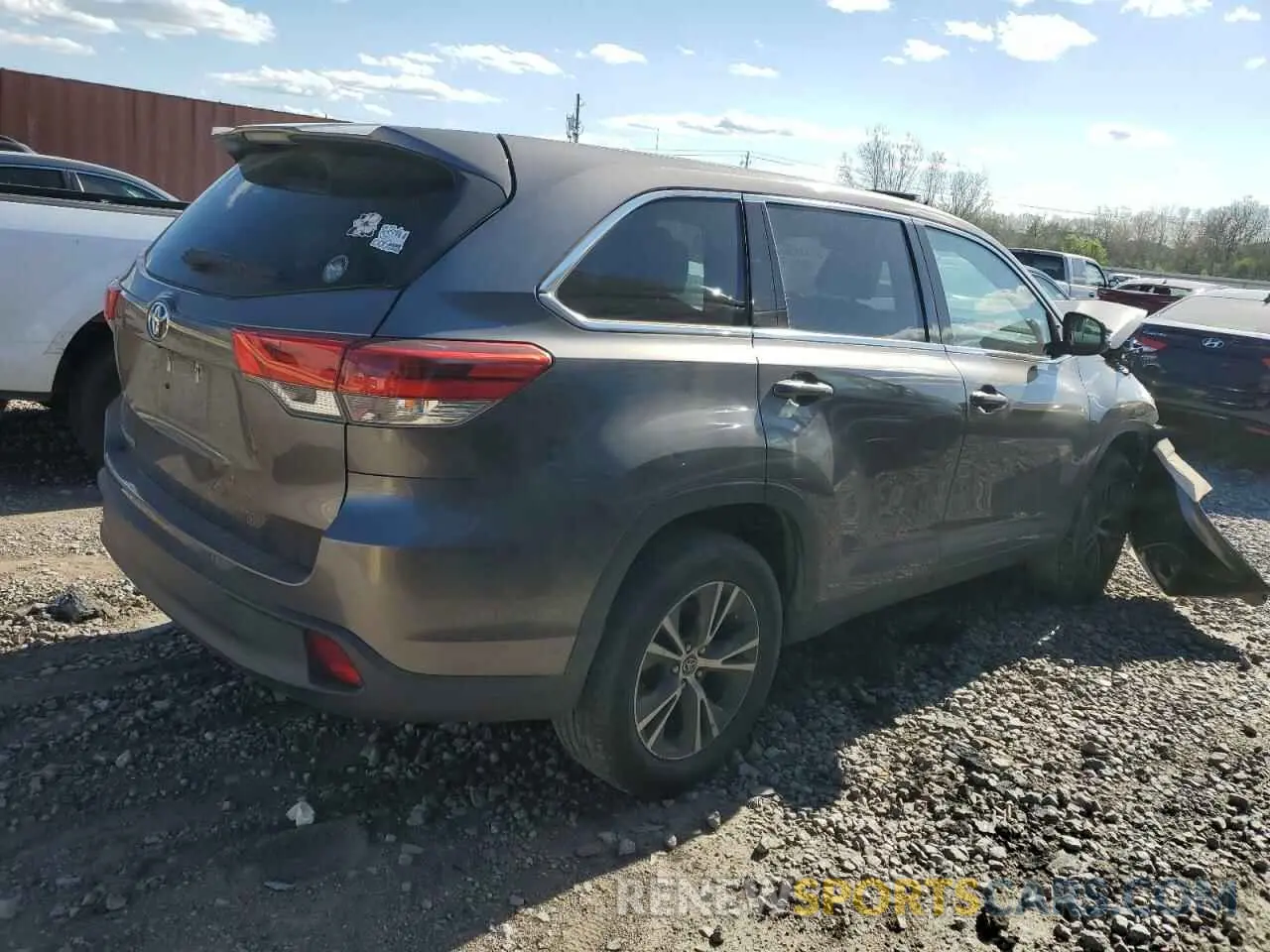 3 Photograph of a damaged car 5TDZARFH2KS050663 TOYOTA HIGHLANDER 2019