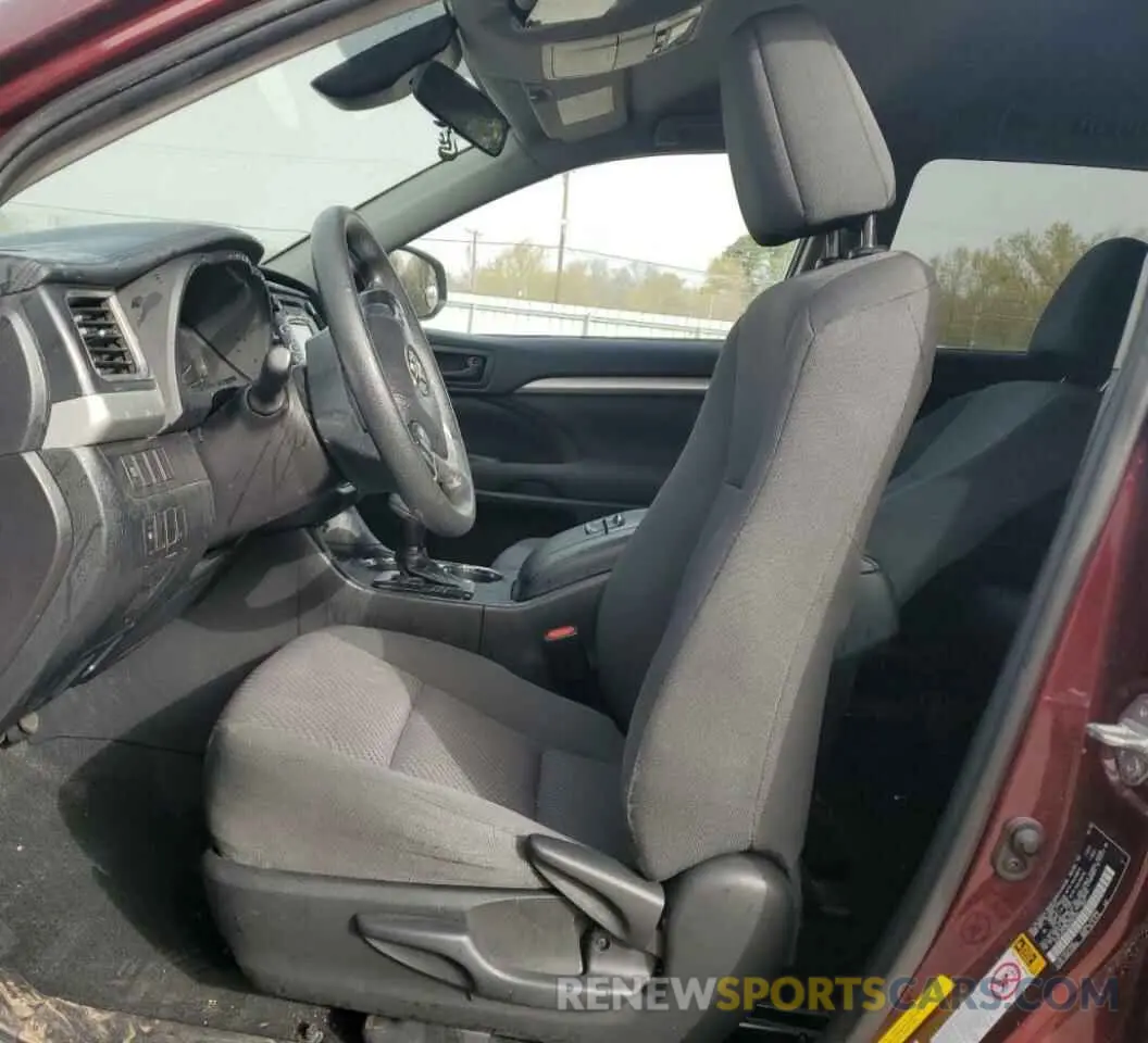 7 Photograph of a damaged car 5TDZZRFH0KS299133 TOYOTA HIGHLANDER 2019