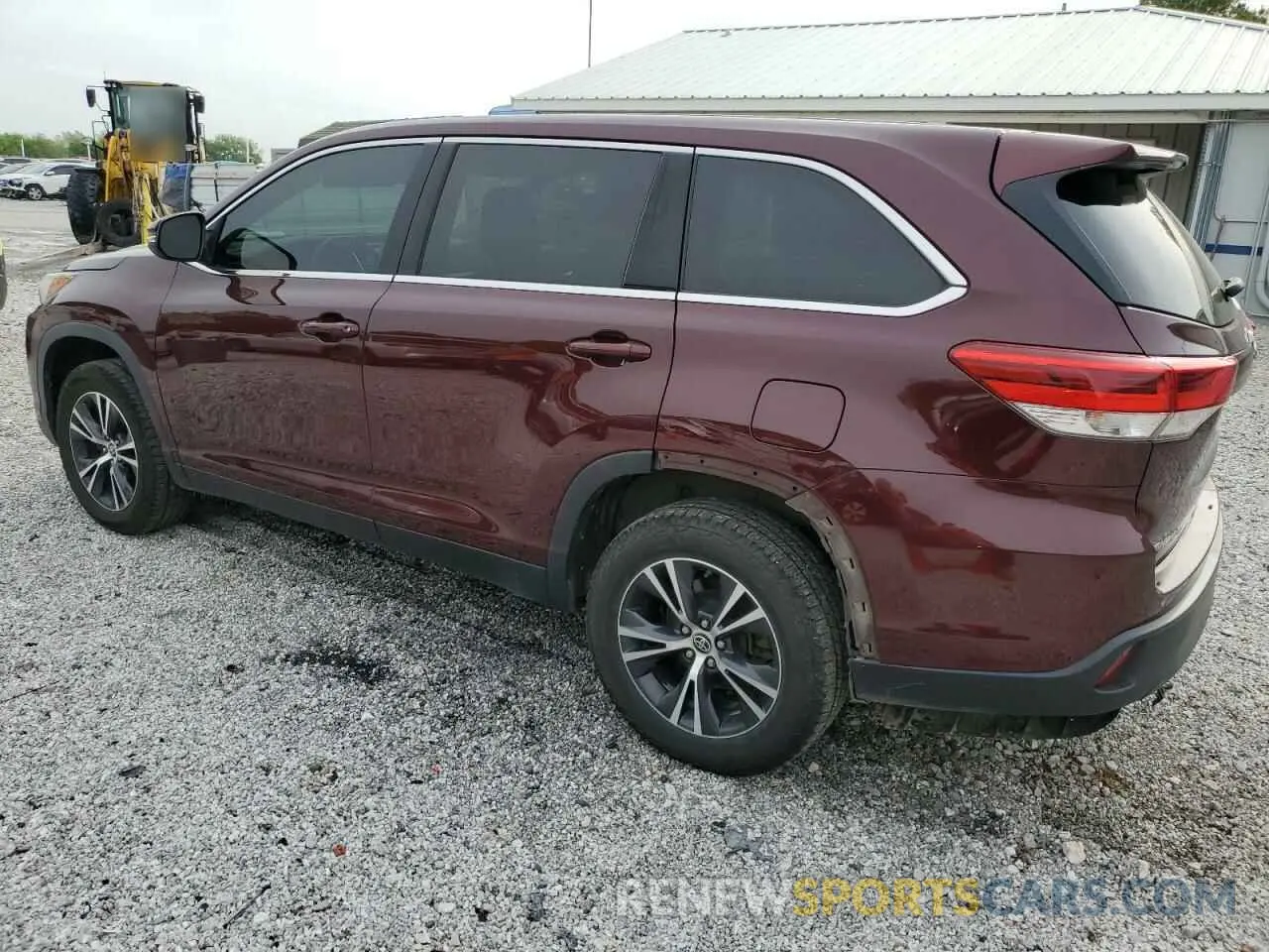 2 Фотография поврежденного автомобиля 5TDZZRFH1KS366192 TOYOTA HIGHLANDER 2019