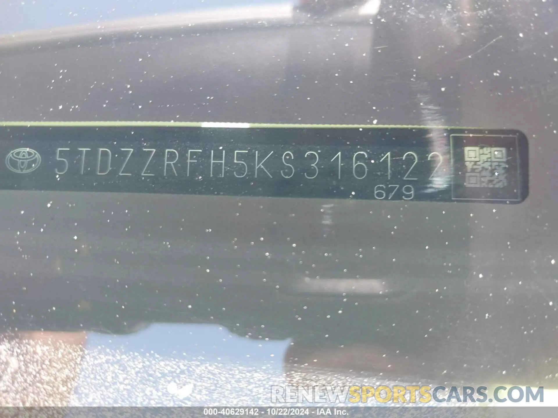 9 Фотография поврежденного автомобиля 5TDZZRFH5KS316122 TOYOTA HIGHLANDER 2019