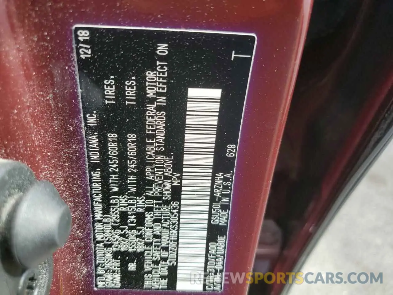 13 Фотография поврежденного автомобиля 5TDZZRFH6KS305436 TOYOTA HIGHLANDER 2019