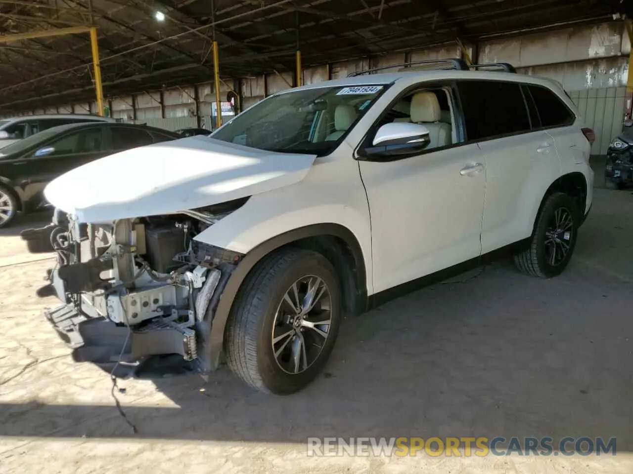 1 Photograph of a damaged car 5TDZZRFHXKS301860 TOYOTA HIGHLANDER 2019