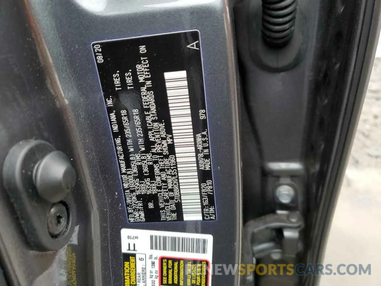 10 Фотография поврежденного автомобиля 5TDBBRCH7LS511960 TOYOTA HIGHLANDER 2020