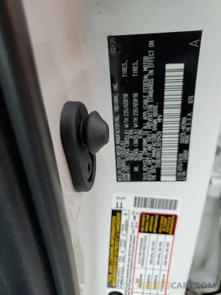 12 Фотография поврежденного автомобиля 5TDBZRBH2LS019429 TOYOTA HIGHLANDER 2020