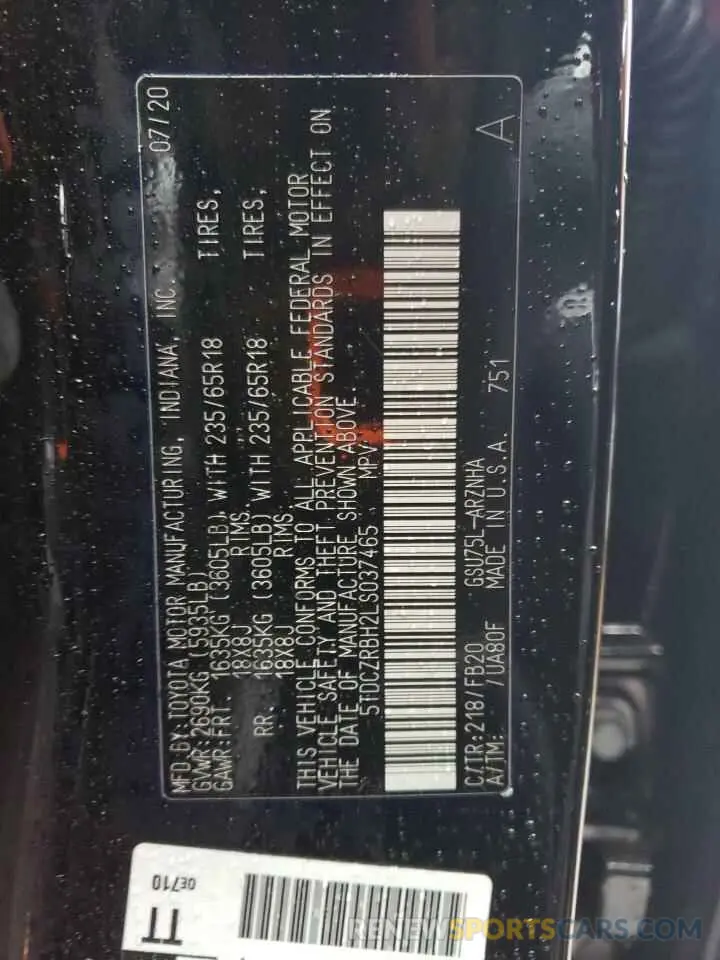13 Фотография поврежденного автомобиля 5TDCZRBH2LS037465 TOYOTA HIGHLANDER 2020