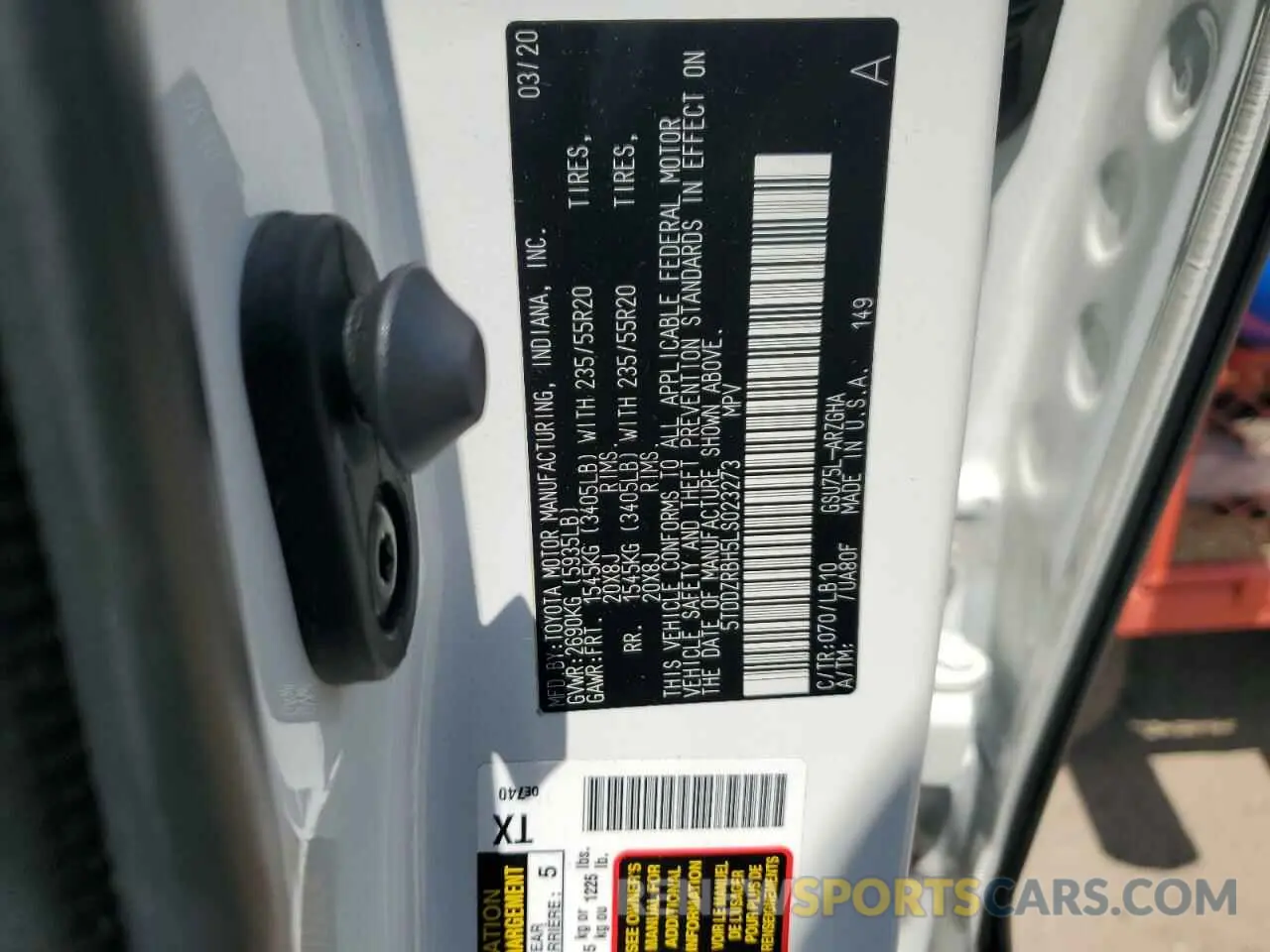 13 Фотография поврежденного автомобиля 5TDDZRBH5LS023273 TOYOTA HIGHLANDER 2020