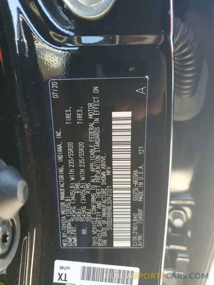 13 Photograph of a damaged car 5TDDZRBH8LS042321 TOYOTA HIGHLANDER 2020
