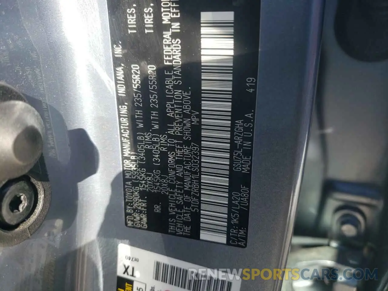 13 Фотография поврежденного автомобиля 5TDFZRBH1LS032397 TOYOTA HIGHLANDER 2020
