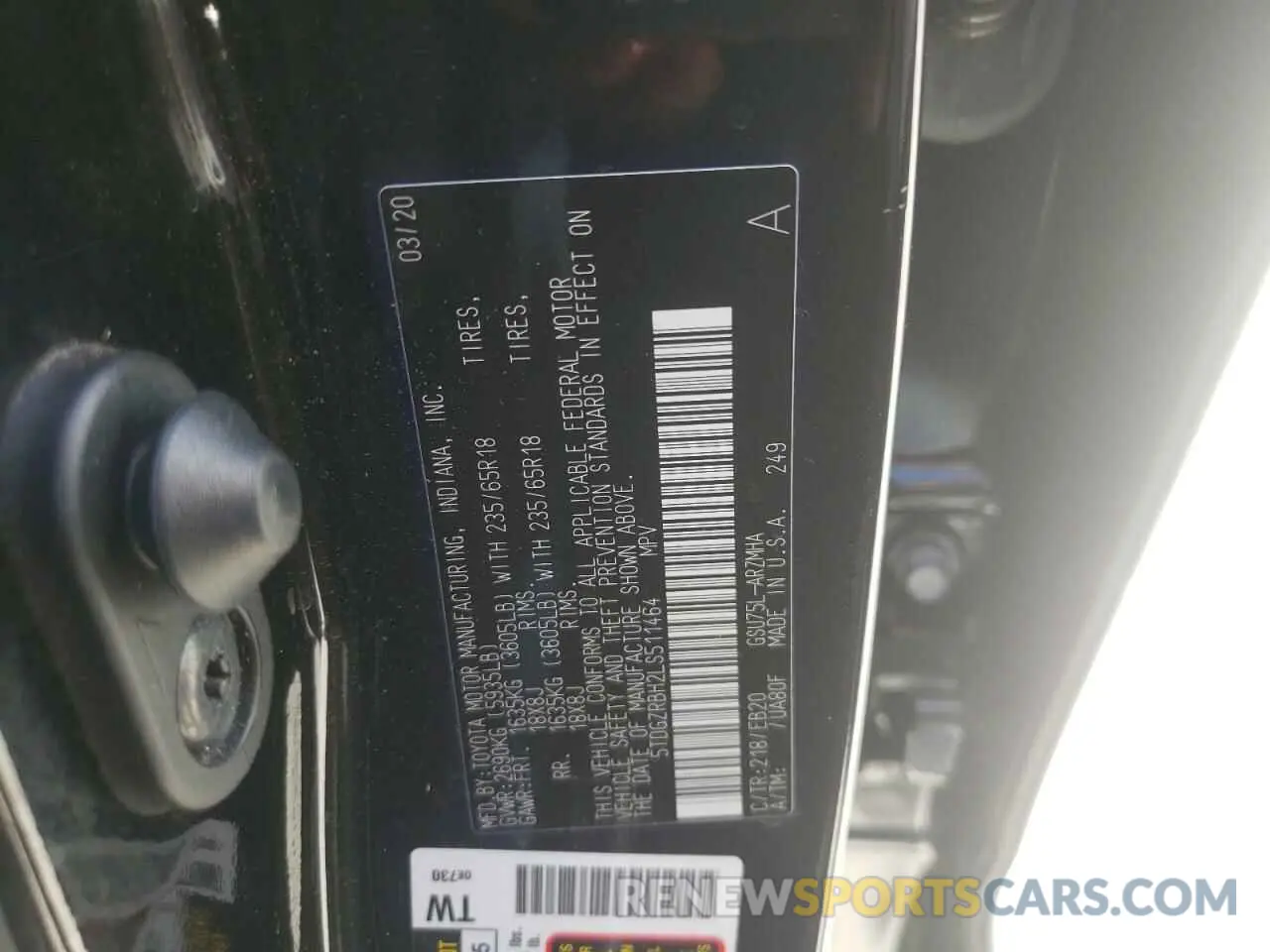 10 Фотография поврежденного автомобиля 5TDGZRBH2LS511464 TOYOTA HIGHLANDER 2020