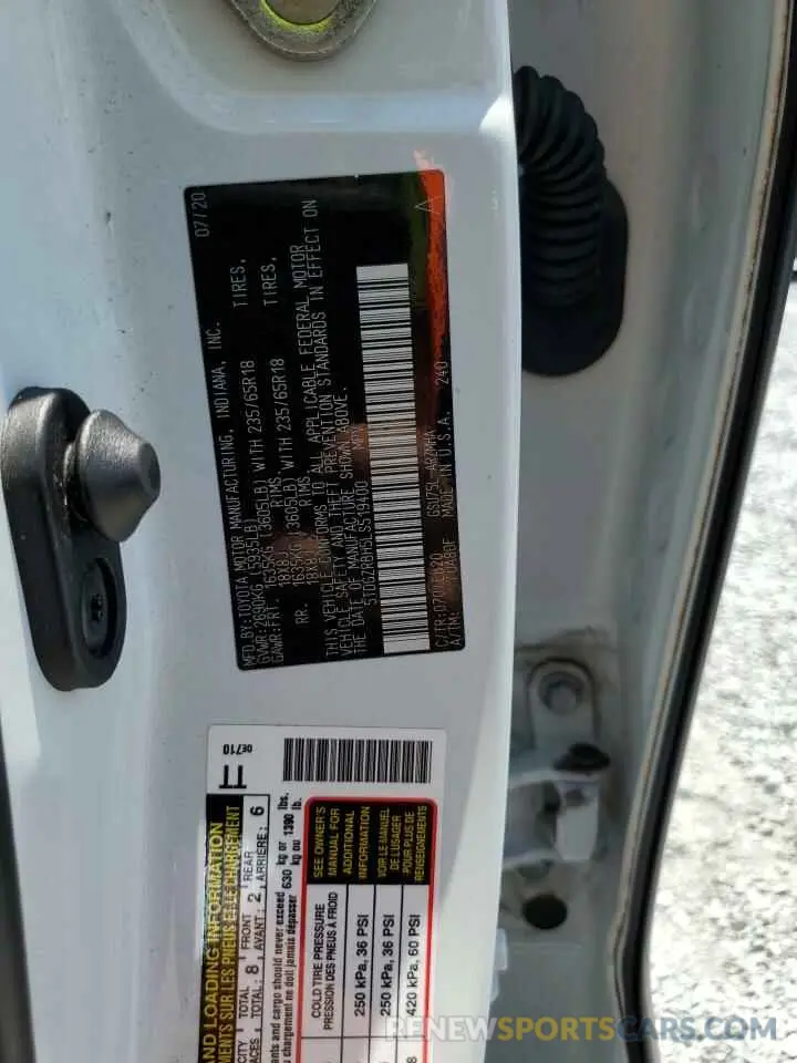13 Photograph of a damaged car 5TDGZRBH5LS519400 TOYOTA HIGHLANDER 2020