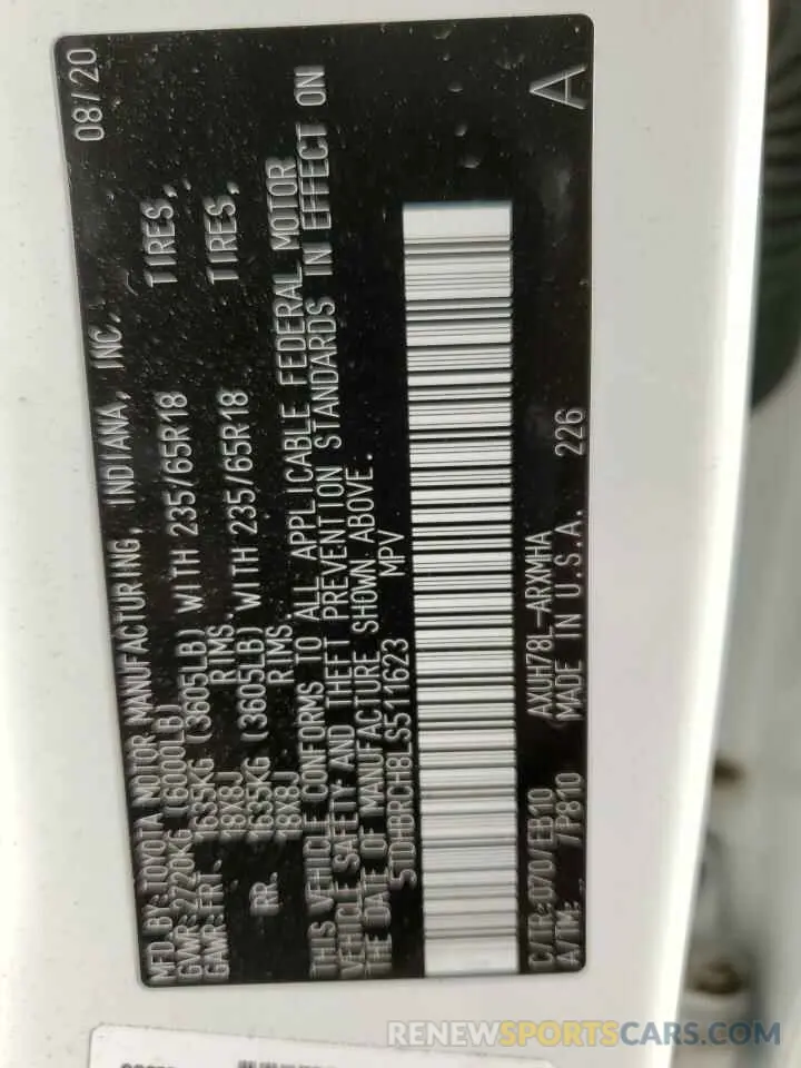 14 Фотография поврежденного автомобиля 5TDHBRCH8LS511623 TOYOTA HIGHLANDER 2020
