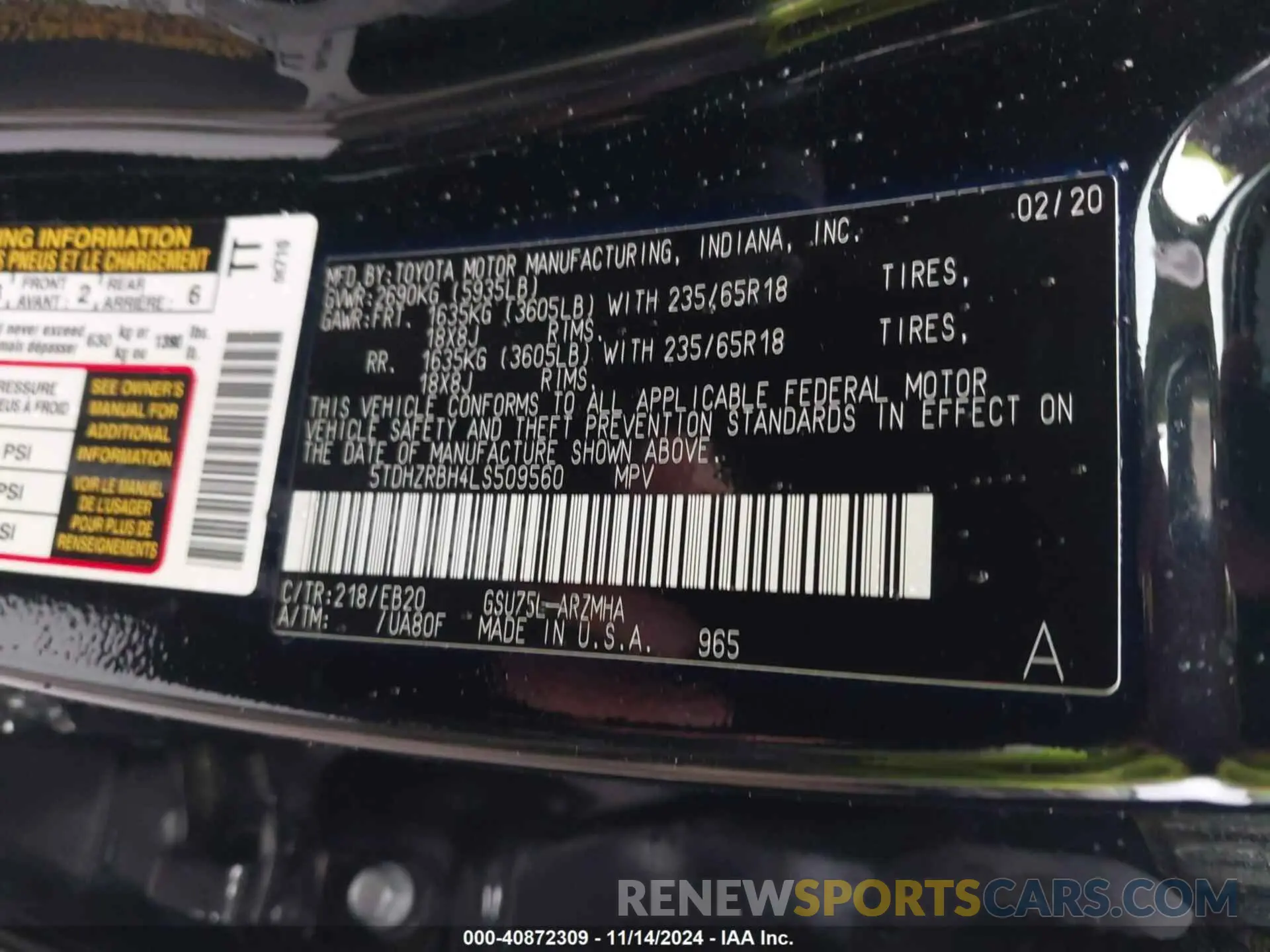 9 Photograph of a damaged car 5TDHZRBH4LS509560 TOYOTA HIGHLANDER 2020
