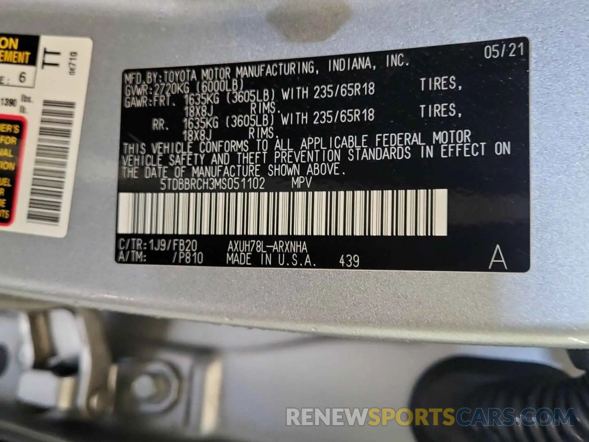 8 Фотография поврежденного автомобиля 5TDBBRCH3MS051102 TOYOTA HIGHLANDER 2021