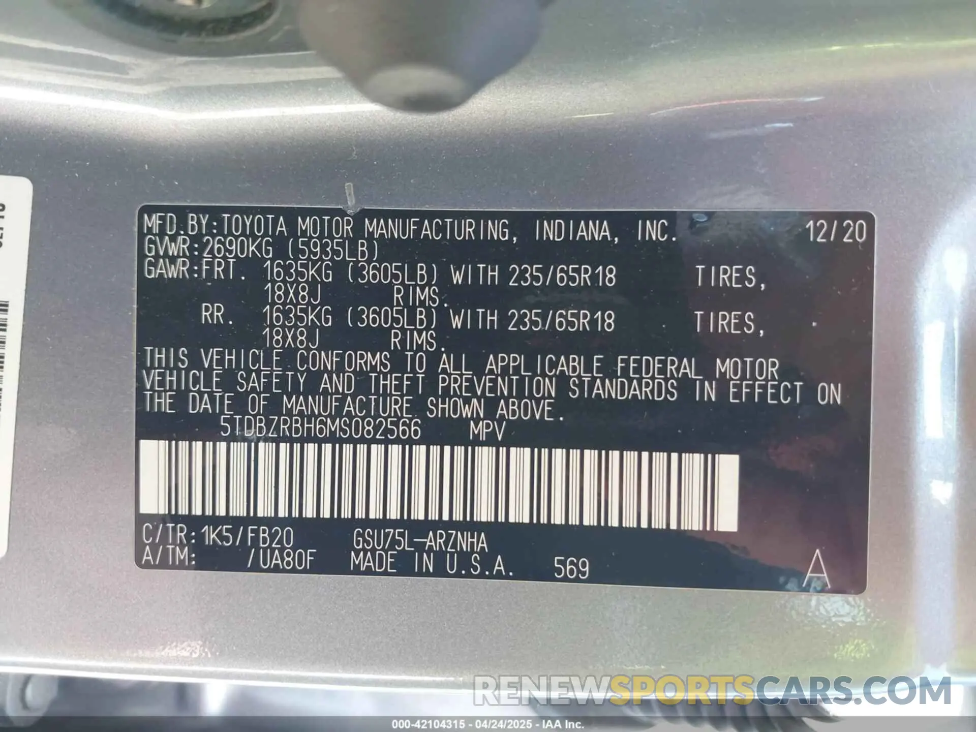 9 Photograph of a damaged car 5TDBZRBH6MS082566 TOYOTA HIGHLANDER 2021