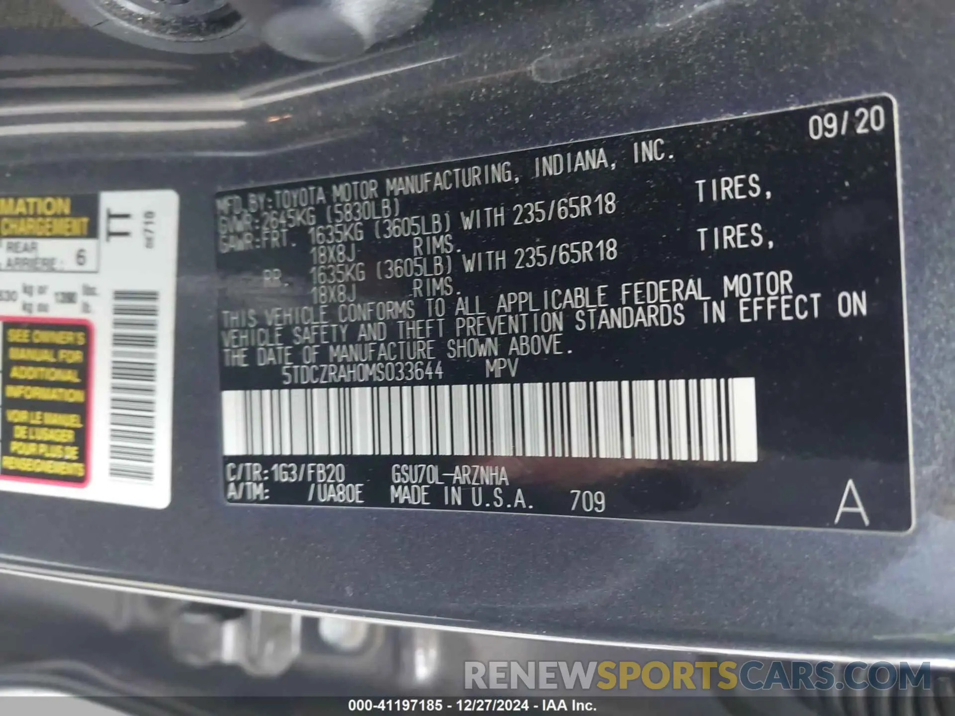 9 Фотография поврежденного автомобиля 5TDCZRAH0MS033644 TOYOTA HIGHLANDER 2021