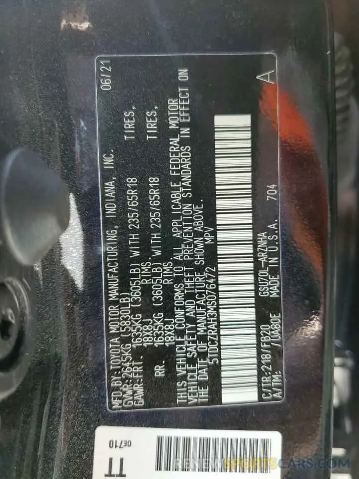 15 Photograph of a damaged car 5TDCZRAH3MS076472 TOYOTA HIGHLANDER 2021
