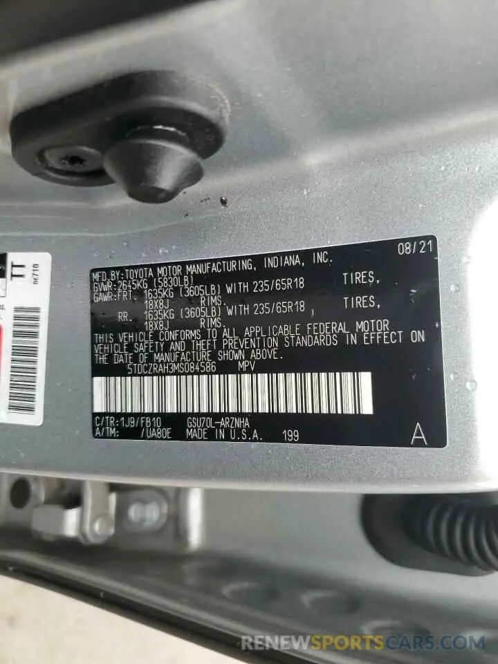 13 Фотография поврежденного автомобиля 5TDCZRAH3MS084586 TOYOTA HIGHLANDER 2021