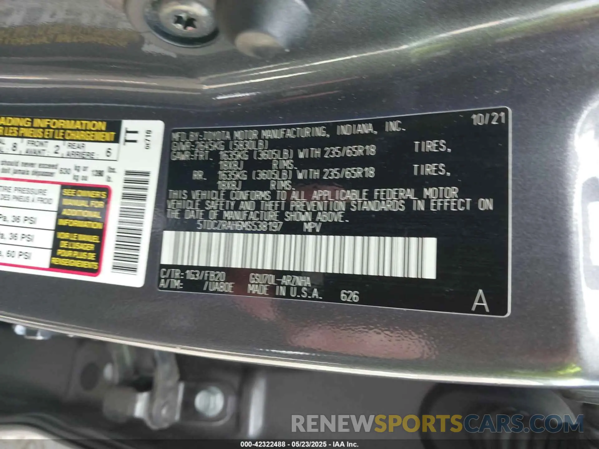 9 Фотография поврежденного автомобиля 5TDCZRAH6MS538197 TOYOTA HIGHLANDER 2021