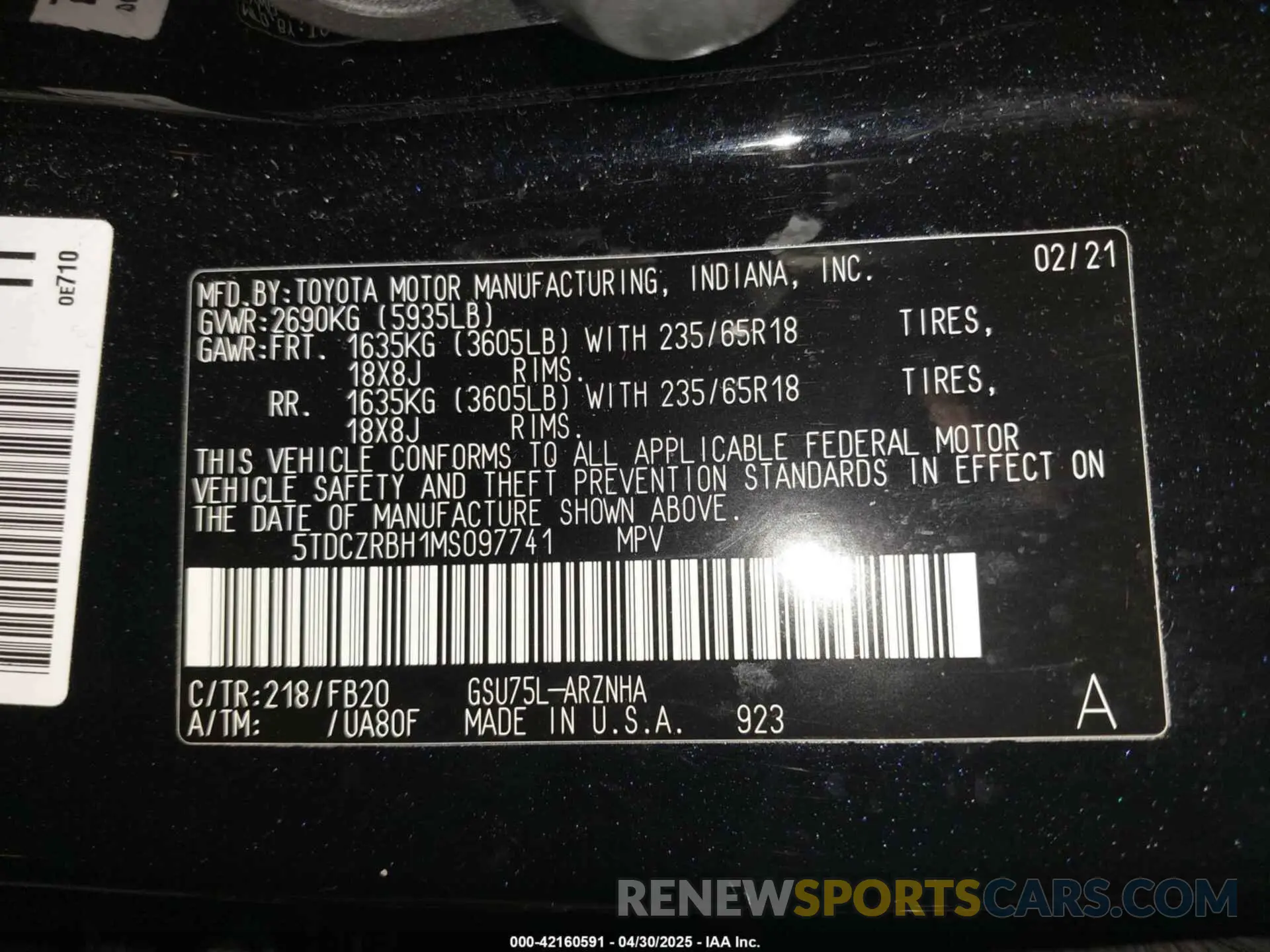 9 Фотография поврежденного автомобиля 5TDCZRBH1MS097741 TOYOTA HIGHLANDER 2021
