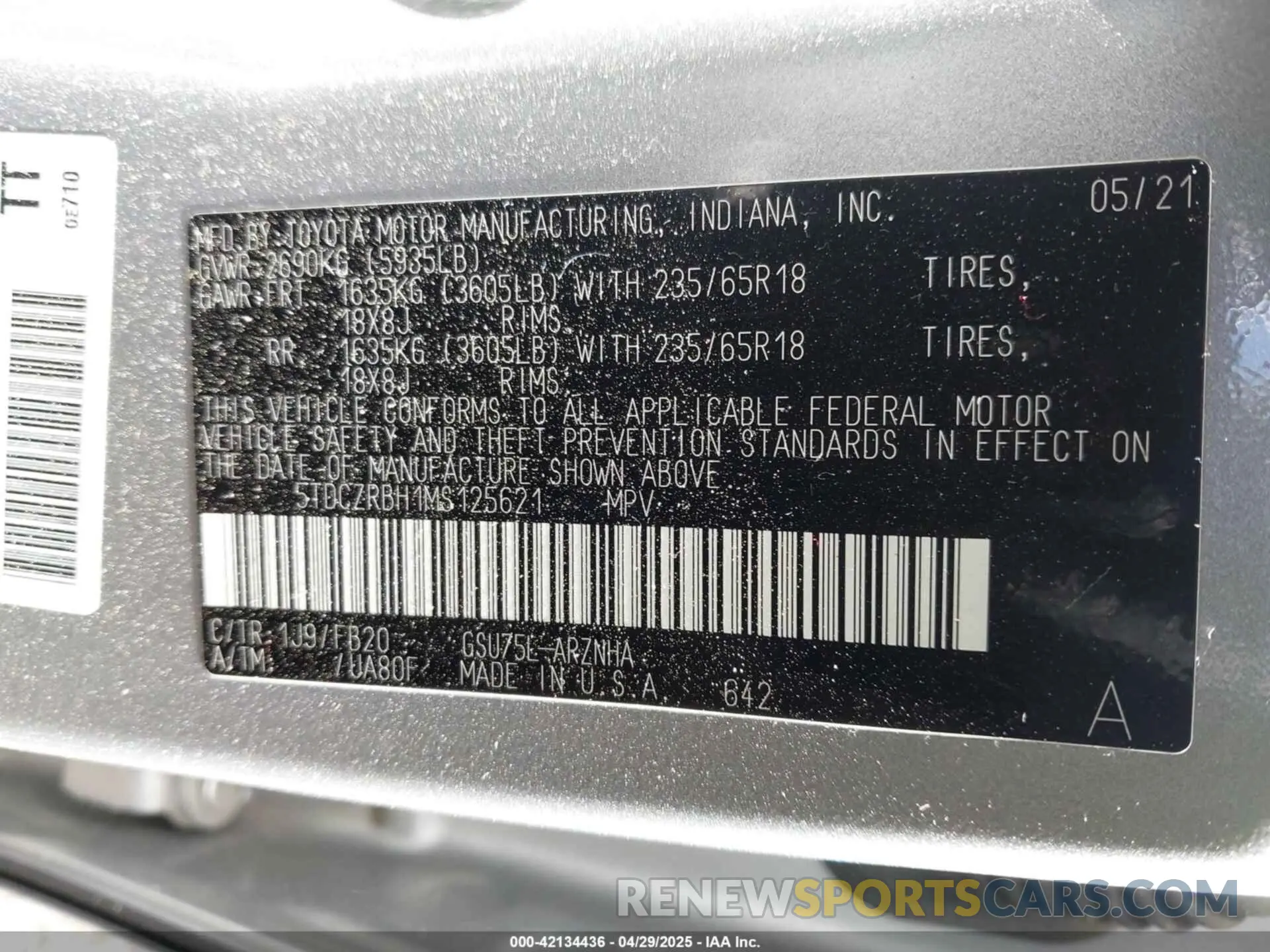 9 Photograph of a damaged car 5TDCZRBH1MS125621 TOYOTA HIGHLANDER 2021