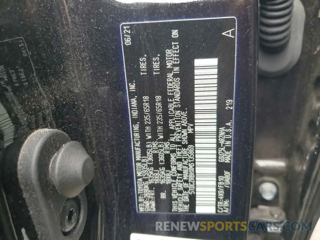 13 Фотография поврежденного автомобиля 5TDCZRBHXMS135869 TOYOTA HIGHLANDER 2021