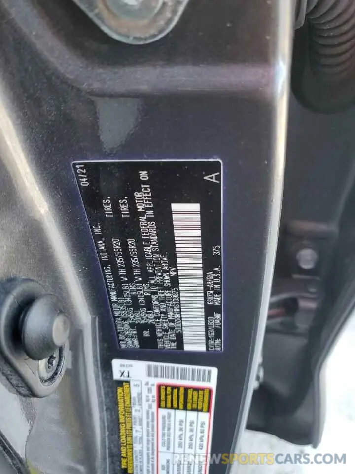 13 Photograph of a damaged car 5TDDZRBH1MS109875 TOYOTA HIGHLANDER 2021