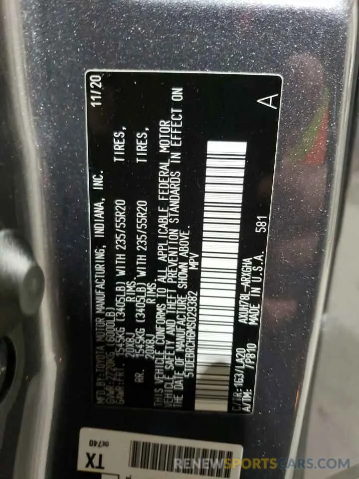 13 Фотография поврежденного автомобиля 5TDEBRCH6MS029382 TOYOTA HIGHLANDER 2021