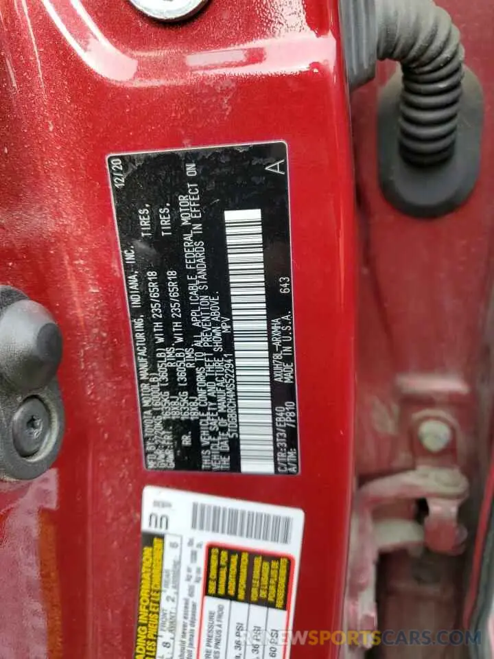 13 Фотография поврежденного автомобиля 5TDGBRCH4MS522941 TOYOTA HIGHLANDER 2021
