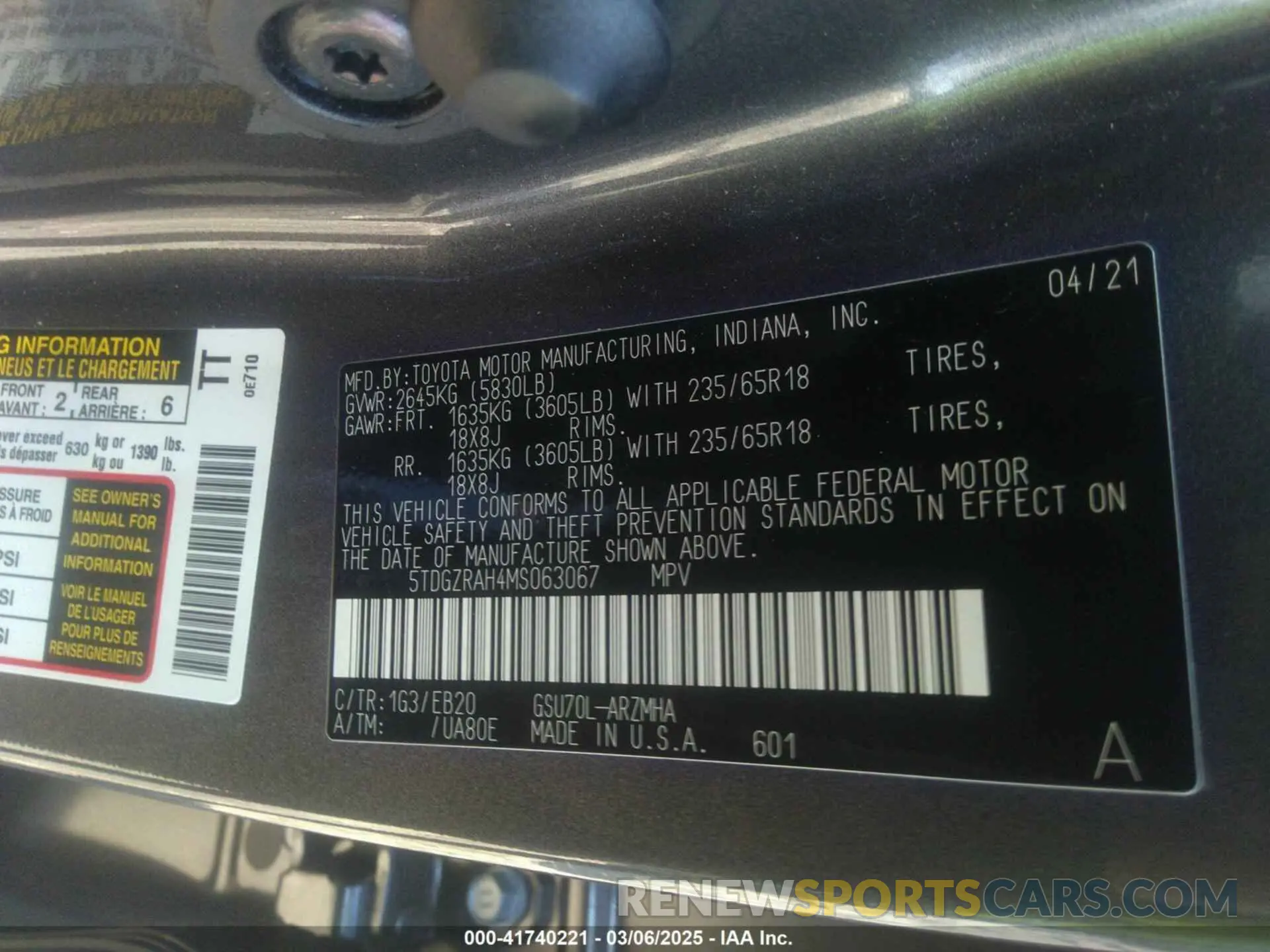 9 Фотография поврежденного автомобиля 5TDGZRAH4MS063067 TOYOTA HIGHLANDER 2021