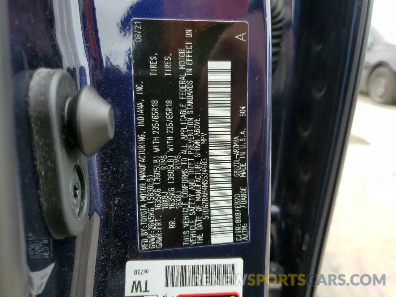 10 Photograph of a damaged car 5TDGZRAH4MS534683 TOYOTA HIGHLANDER 2021