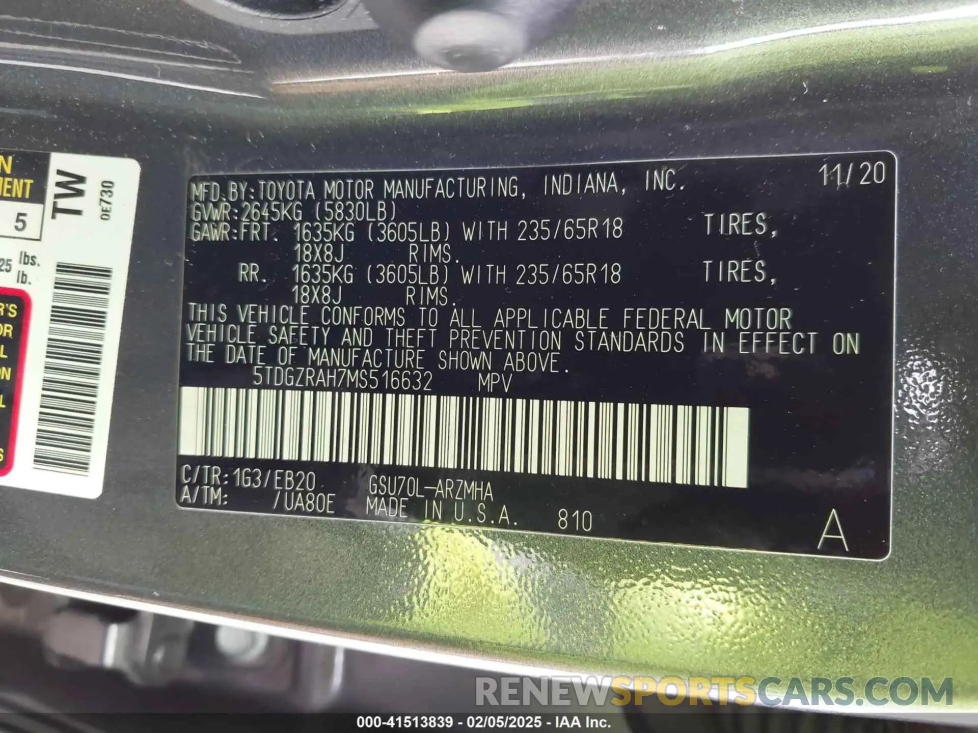 9 Фотография поврежденного автомобиля 5TDGZRAH7MS516632 TOYOTA HIGHLANDER 2021