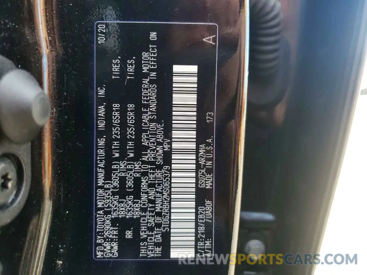 10 Фотография поврежденного автомобиля 5TDGZRBH2MS065379 TOYOTA HIGHLANDER 2021