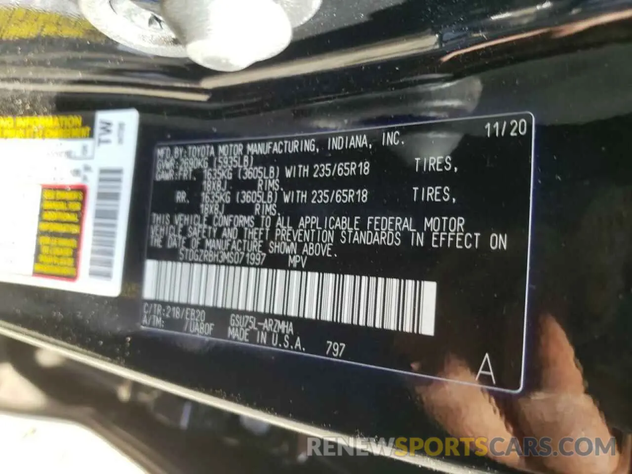 10 Фотография поврежденного автомобиля 5TDGZRBH3MS071997 TOYOTA HIGHLANDER 2021