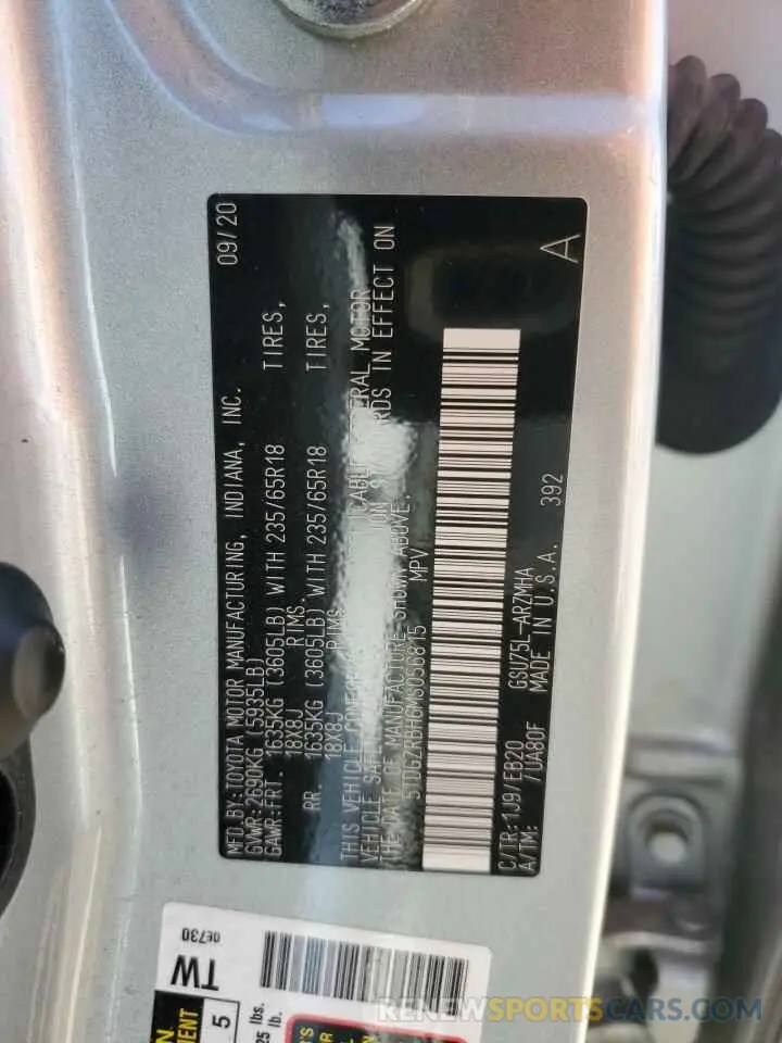13 Photograph of a damaged car 5TDGZRBH6MS056815 TOYOTA HIGHLANDER 2021