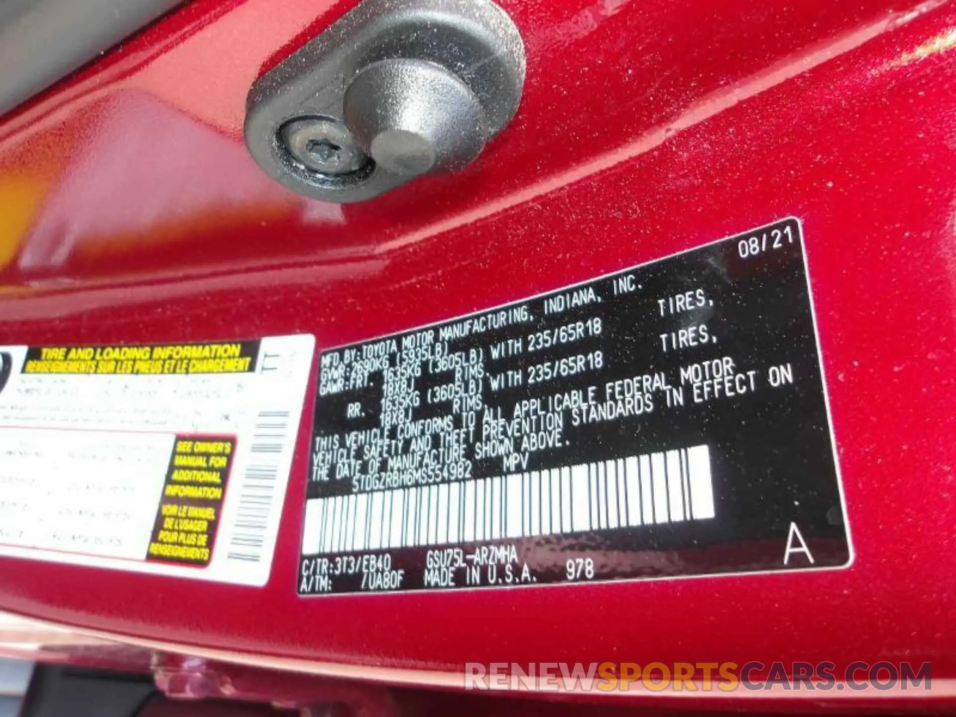 10 Фотография поврежденного автомобиля 5TDGZRBH6MS554982 TOYOTA HIGHLANDER 2021