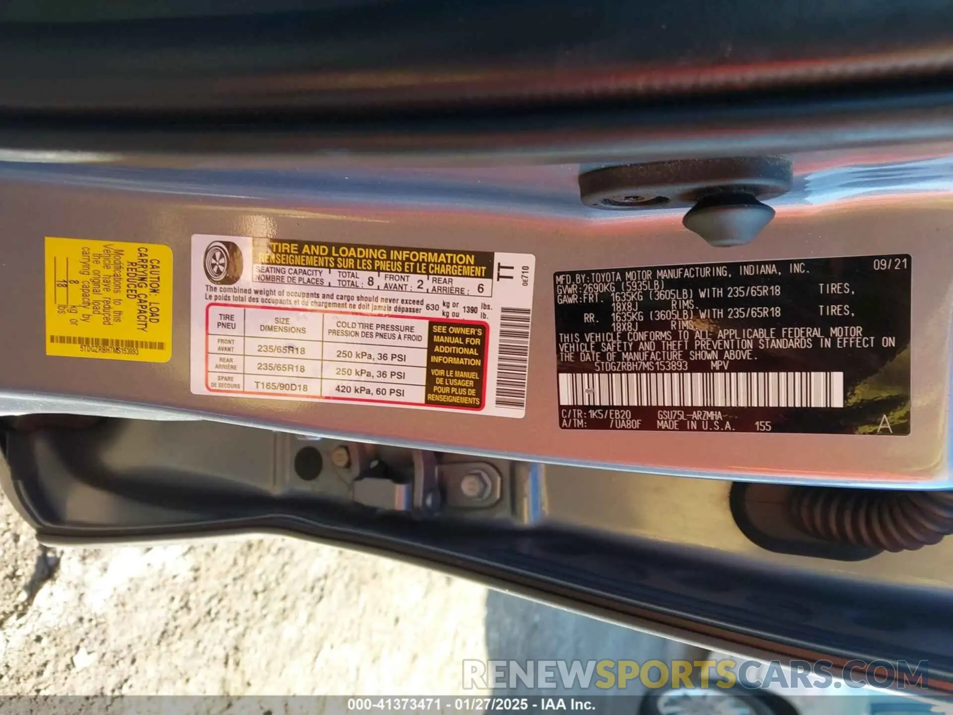 9 Photograph of a damaged car 5TDGZRBH7MS153893 TOYOTA HIGHLANDER 2021