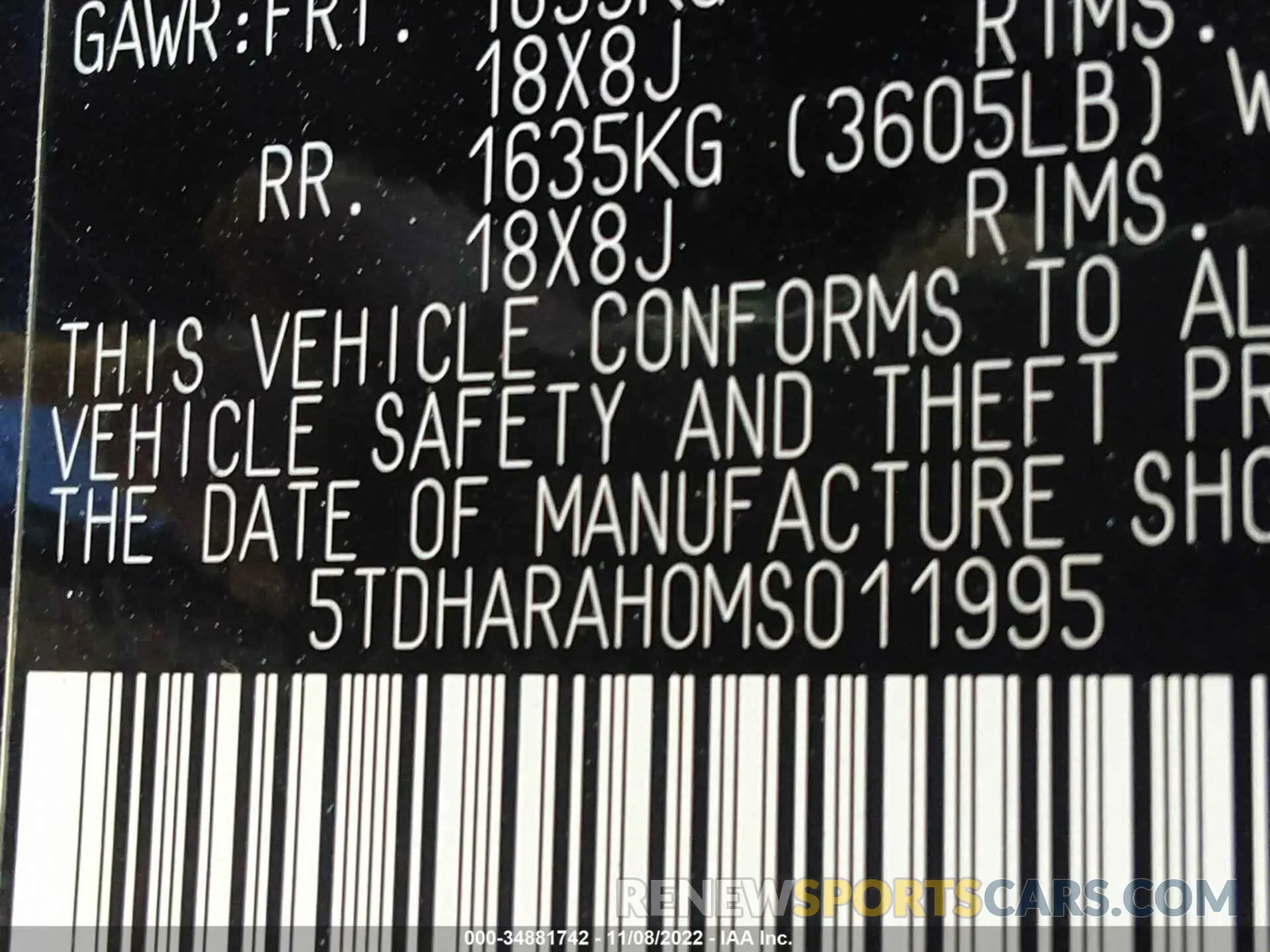 9 Фотография поврежденного автомобиля 5TDHARAH0MS011995 TOYOTA HIGHLANDER 2021