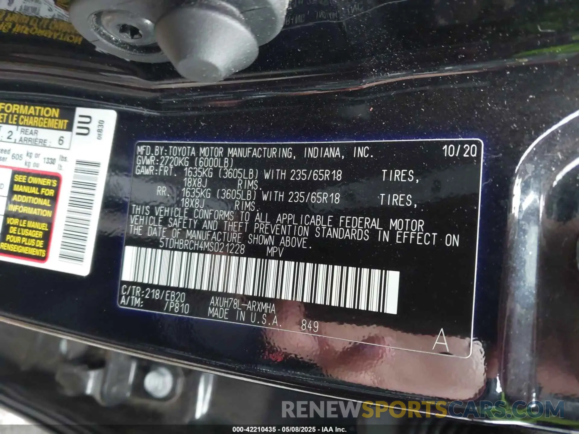 9 Фотография поврежденного автомобиля 5TDHBRCH4MS021228 TOYOTA HIGHLANDER 2021