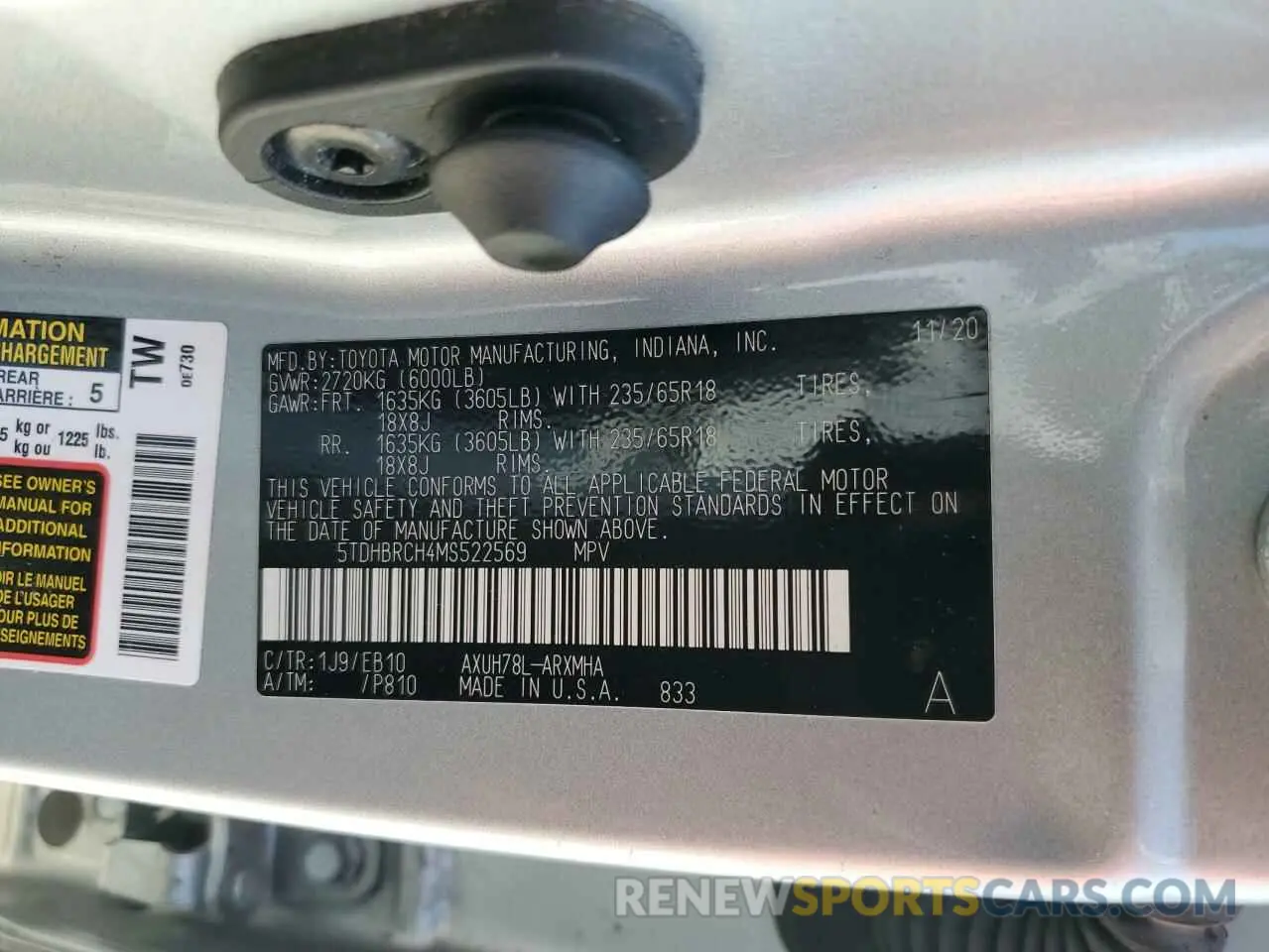 14 Photograph of a damaged car 5TDHBRCH4MS522569 TOYOTA HIGHLANDER 2021