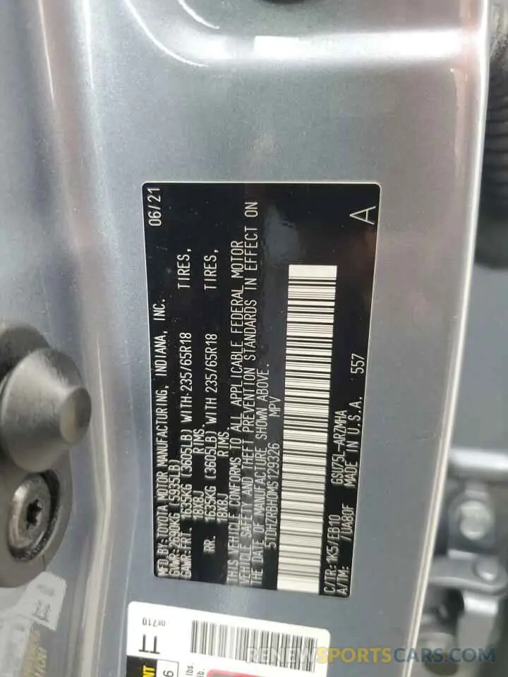 15 Photograph of a damaged car 5TDHZRBH0MS129326 TOYOTA HIGHLANDER 2021
