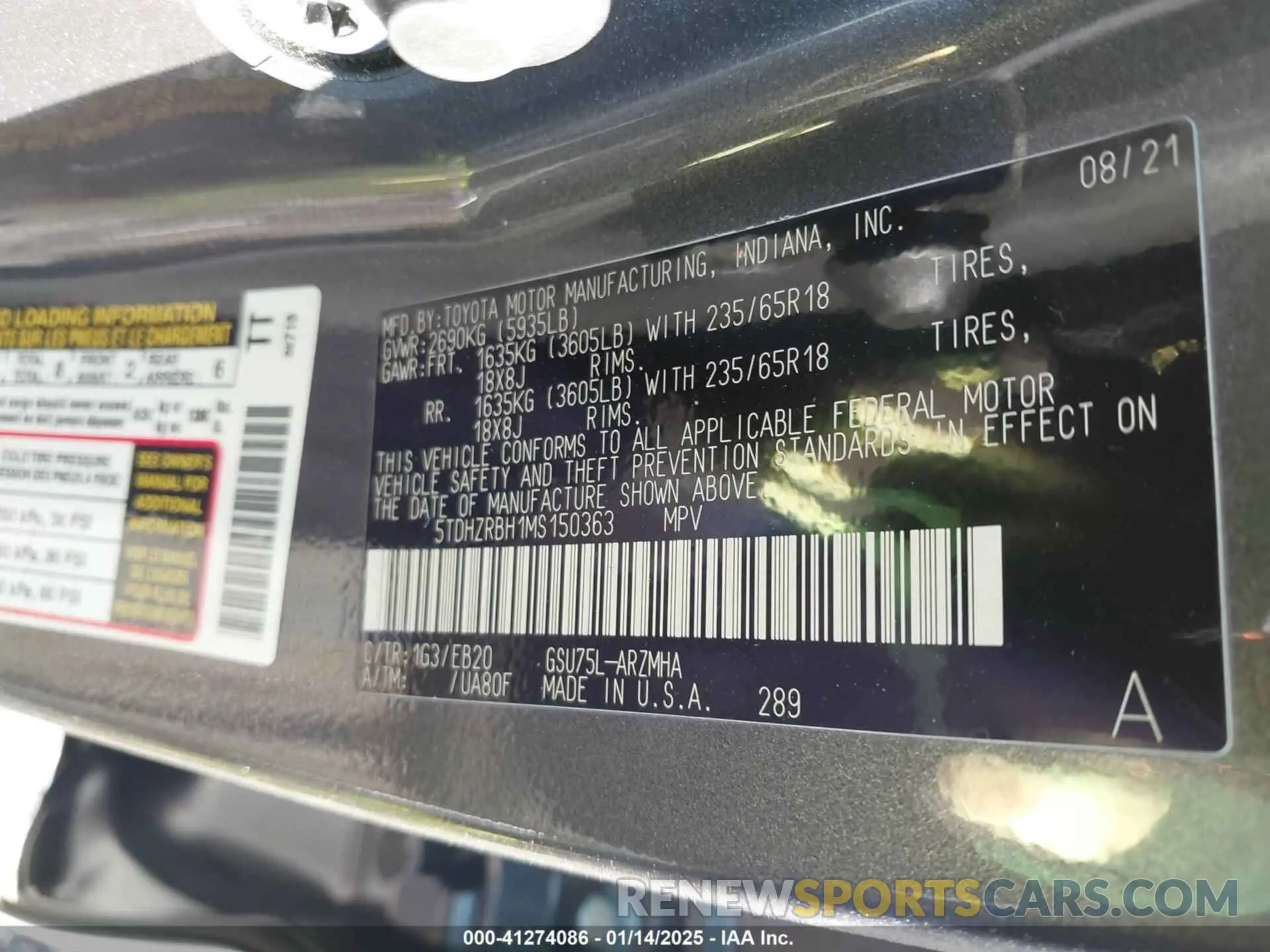 9 Фотография поврежденного автомобиля 5TDHZRBH1MS150363 TOYOTA HIGHLANDER 2021