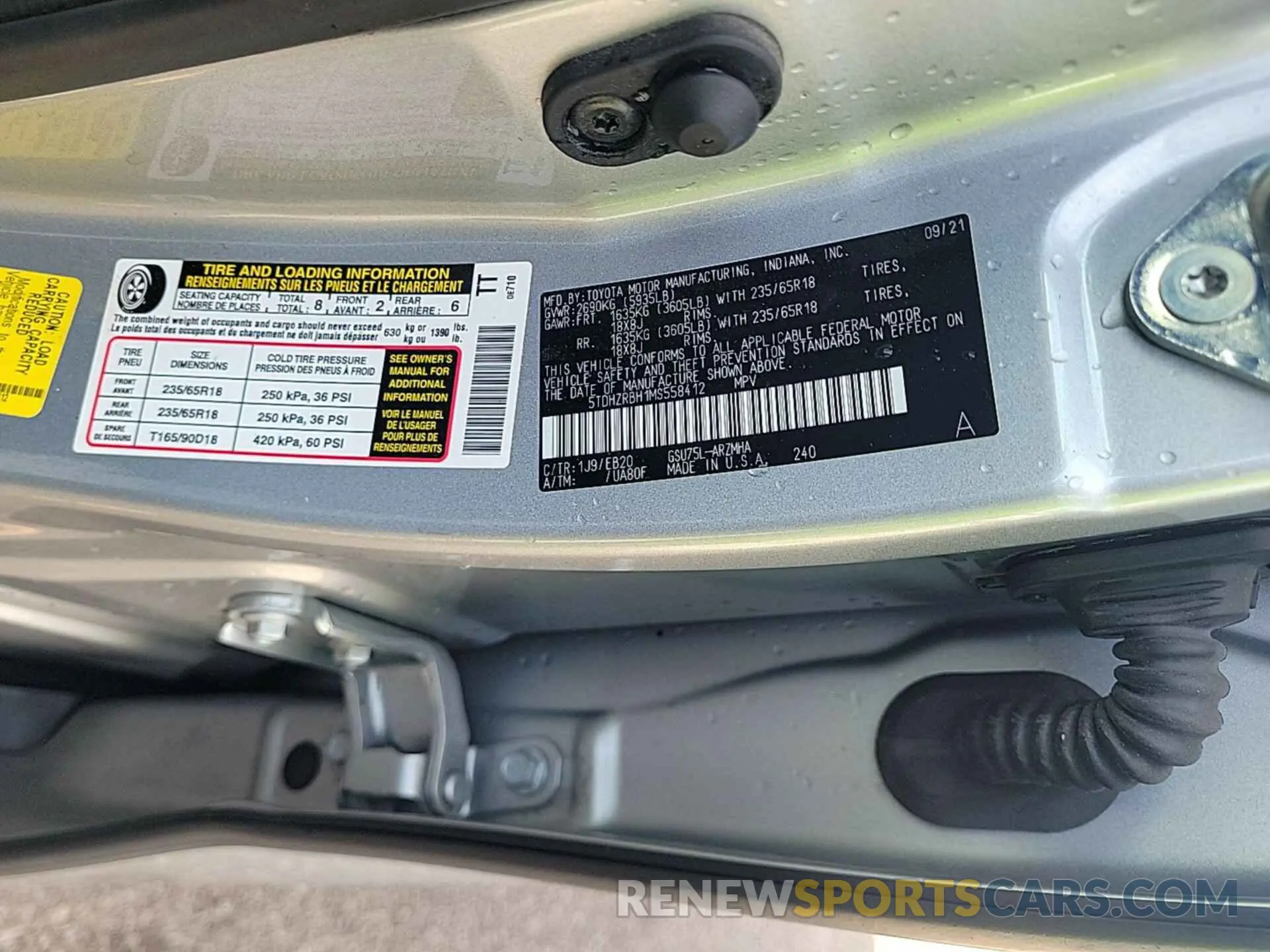 6 Фотография поврежденного автомобиля 5TDHZRBH1MS558412 TOYOTA HIGHLANDER 2021