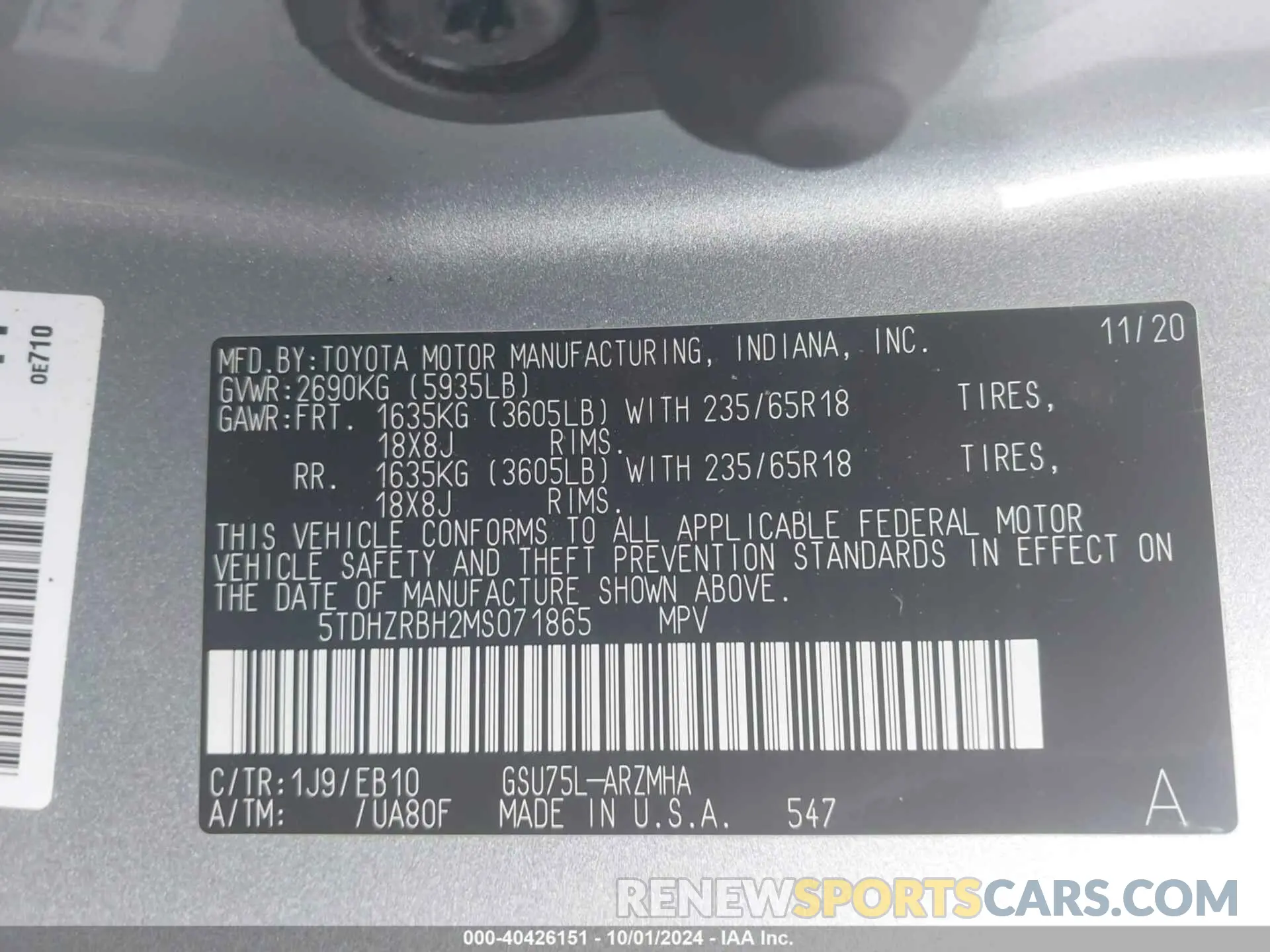 9 Фотография поврежденного автомобиля 5TDHZRBH2MS071865 TOYOTA HIGHLANDER 2021